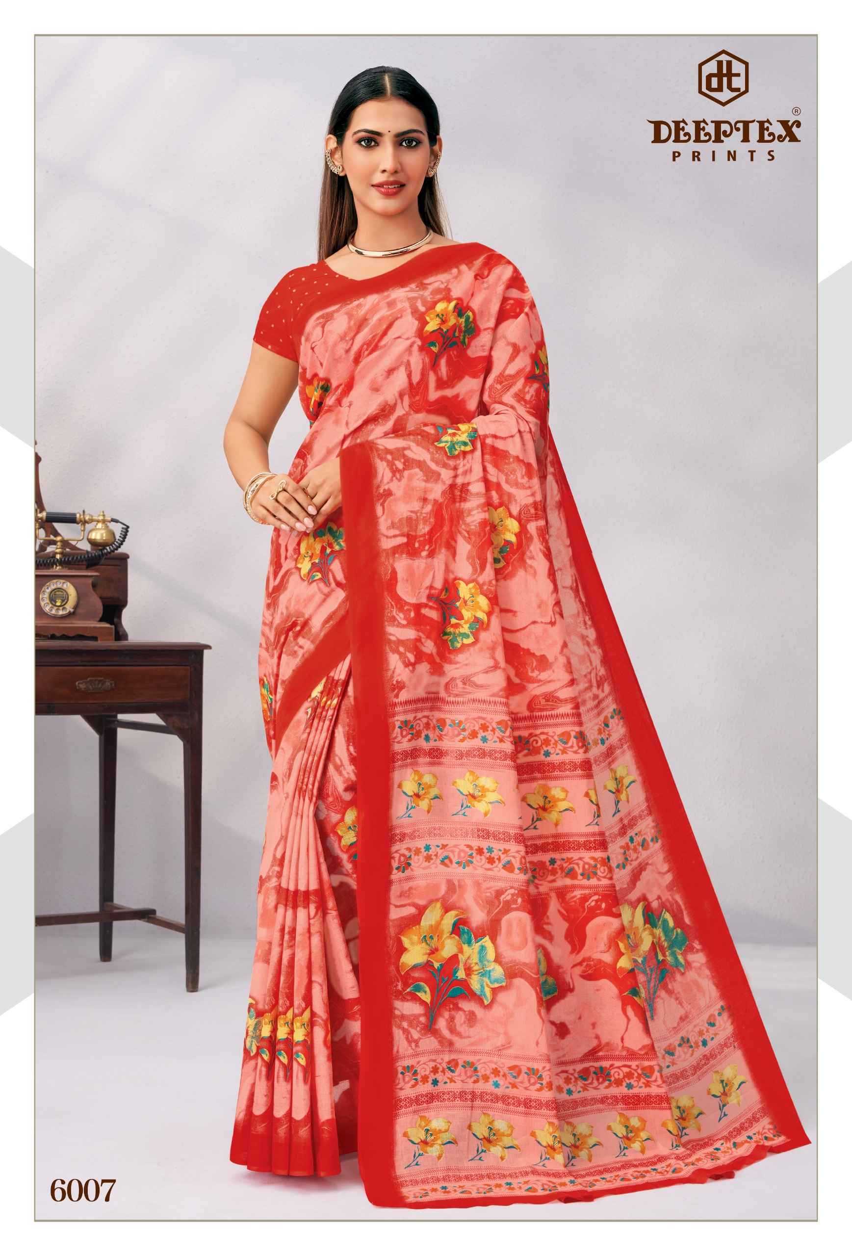 Deeptex Mother India Vol 60 Pure Cotton Printed Sarees 30 Pcs Catalog