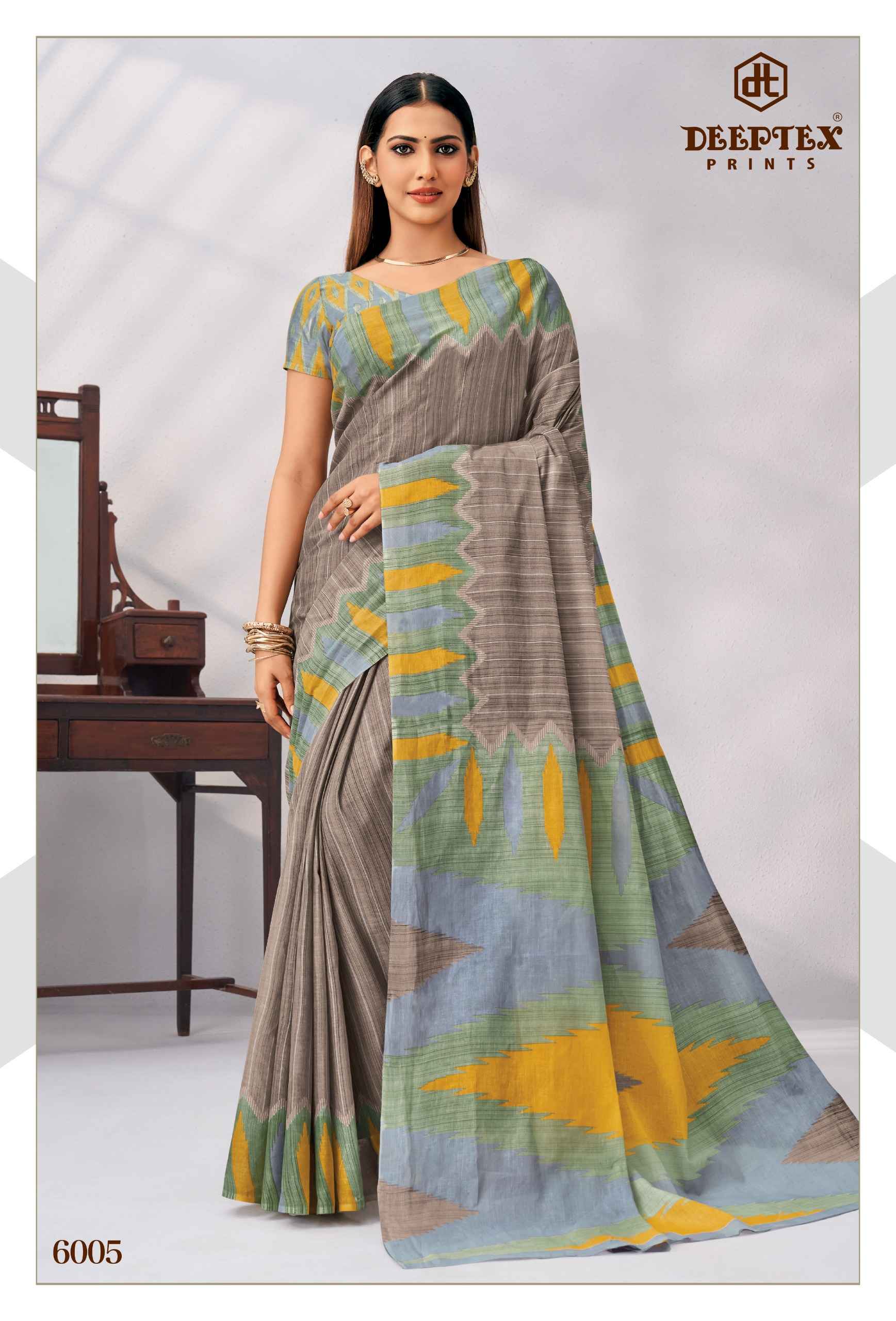 Deeptex Mother India Vol 60 Pure Cotton Printed Sarees 30 Pcs Catalog