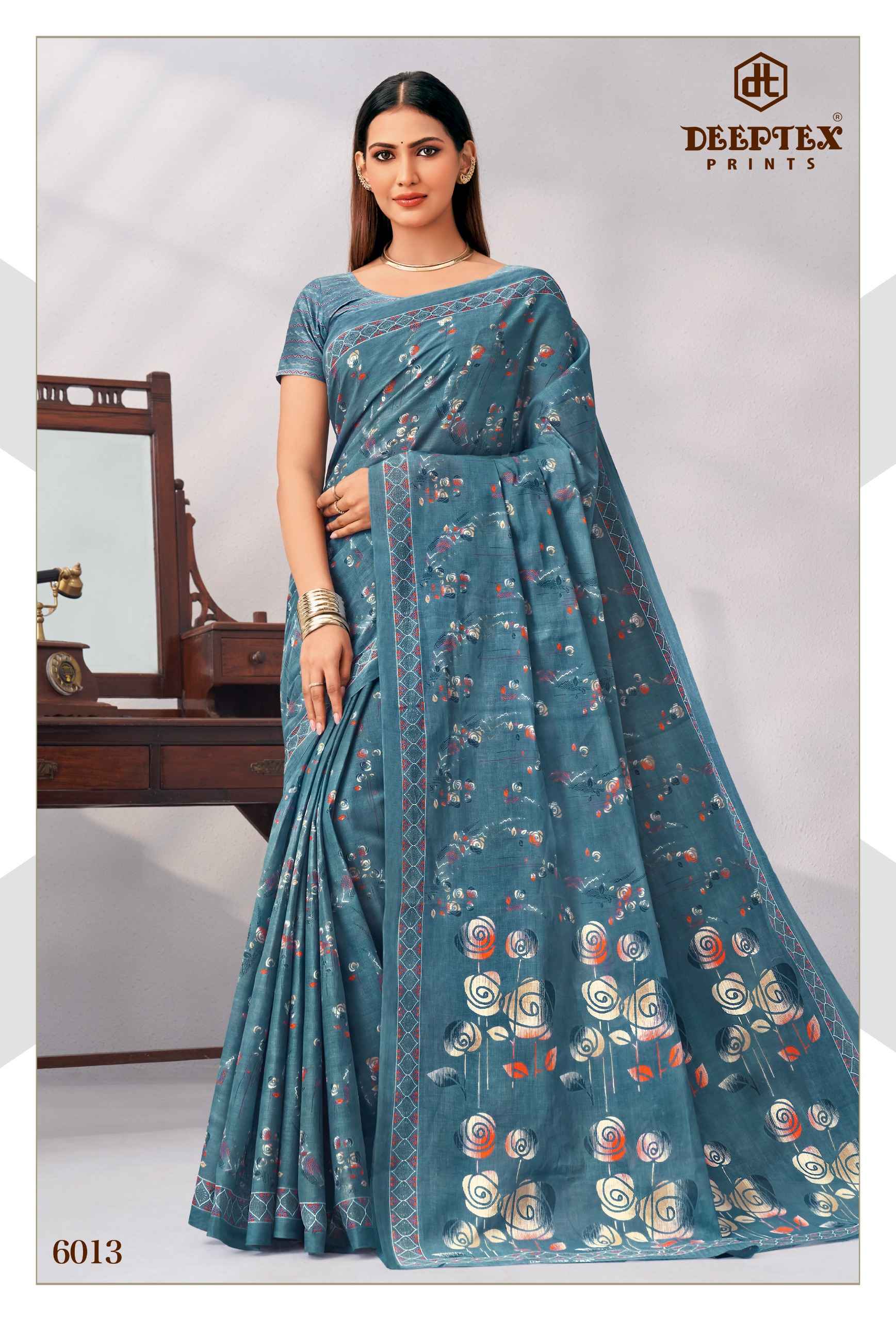 Deeptex Mother India Vol 60 Pure Cotton Printed Sarees 30 Pcs Catalog
