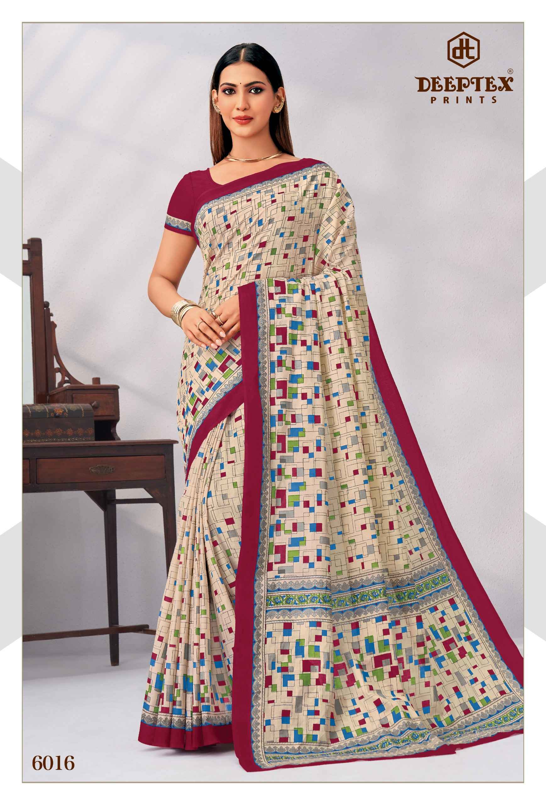 Deeptex Mother India Vol 60 Pure Cotton Printed Sarees 30 Pcs Catalog