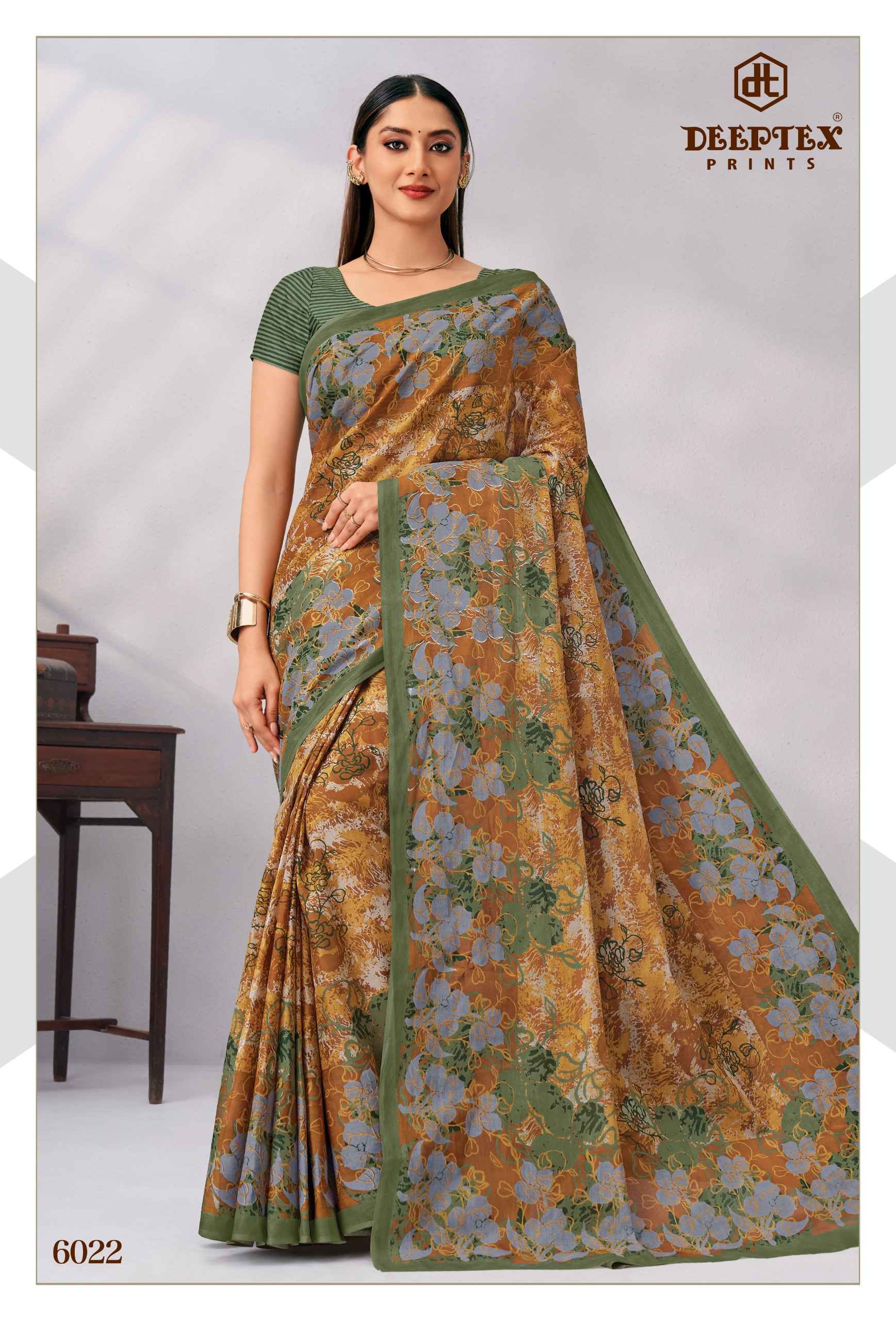 Deeptex Mother India Vol 60 Pure Cotton Printed Sarees 30 Pcs Catalog