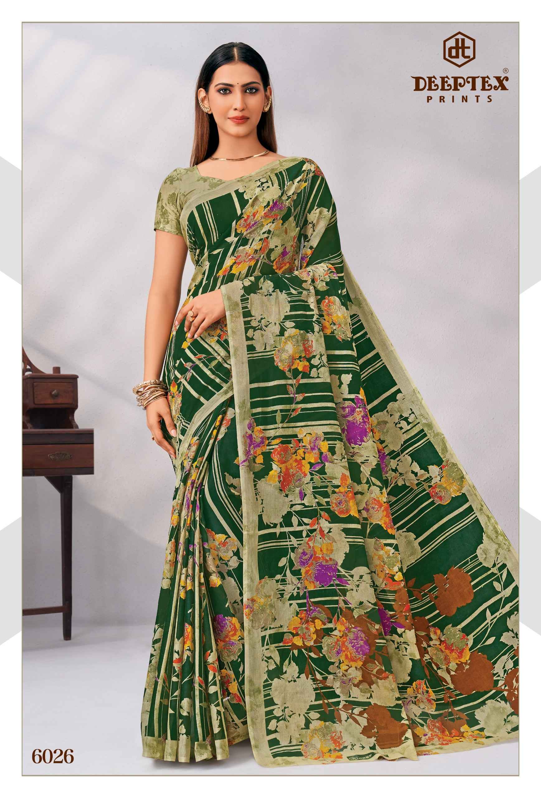 Deeptex Mother India Vol 60 Pure Cotton Printed Sarees 30 Pcs Catalog
