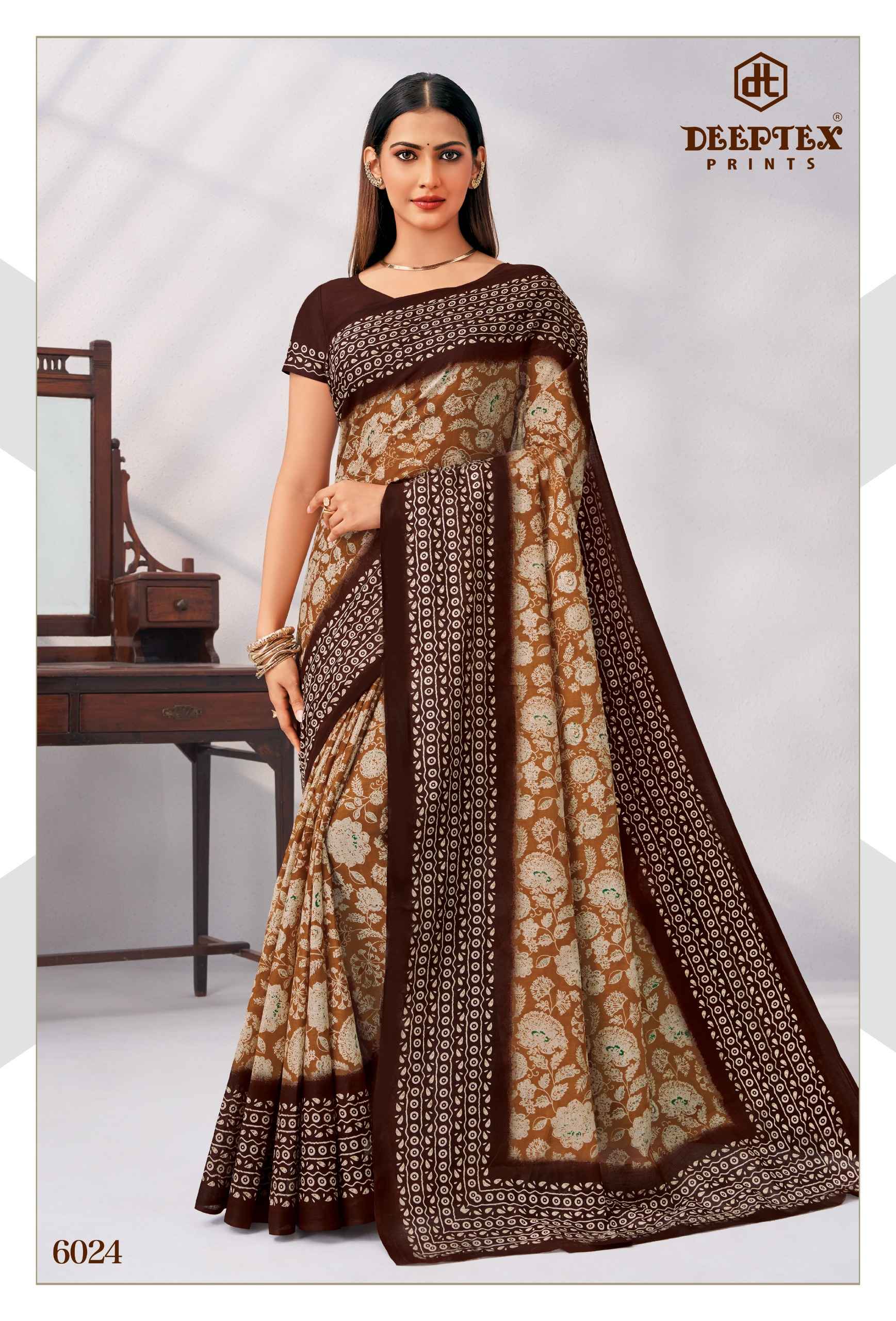 Deeptex Mother India Vol 60 Pure Cotton Printed Sarees 30 Pcs Catalog