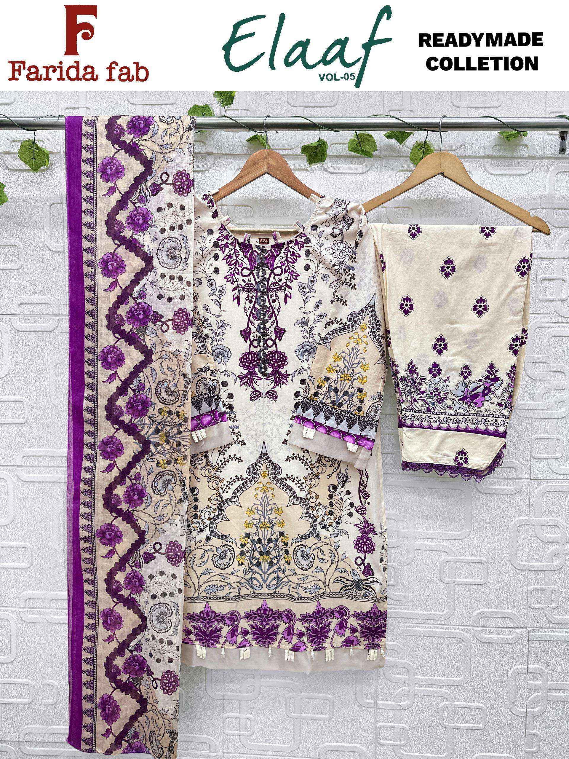 Farida Fab Elaaf Vol 5 Readymade Cotton Dress 6 pcs Catalogue