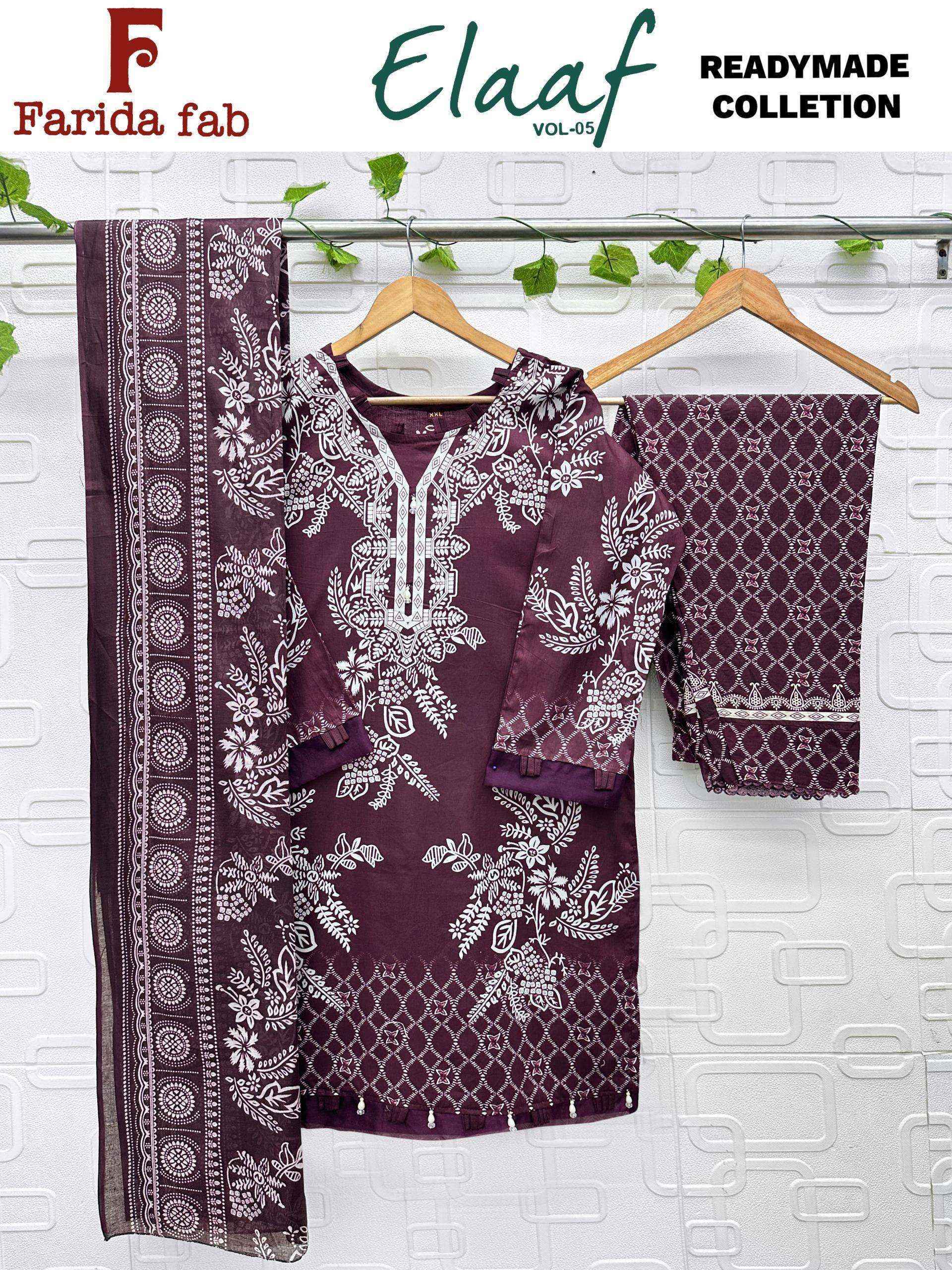 Farida Fab Elaaf Vol 5 Readymade Cotton Dress 6 pcs Catalogue