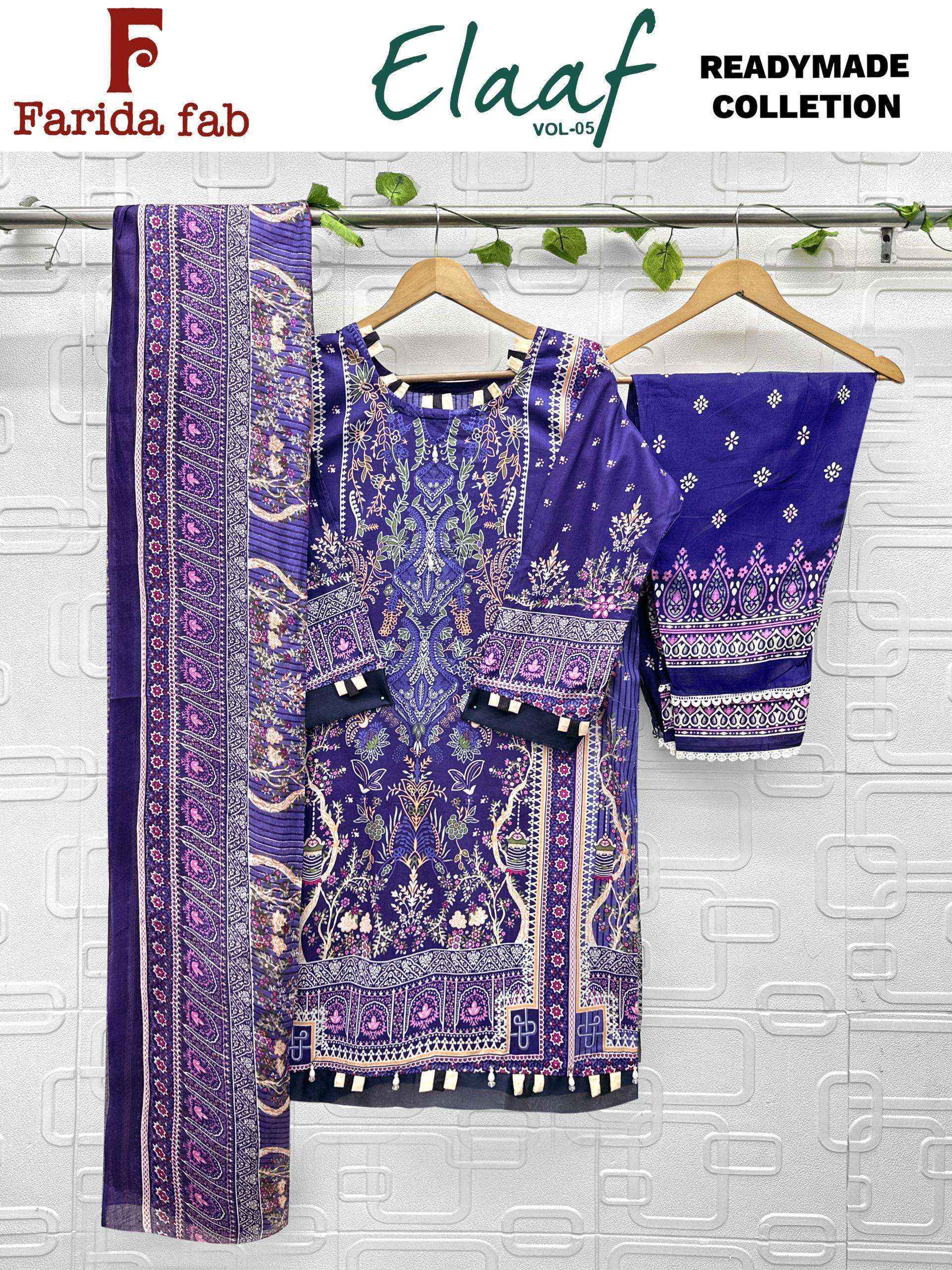 Farida Fab Elaaf Vol 5 Readymade Cotton Dress 6 pcs Catalogue