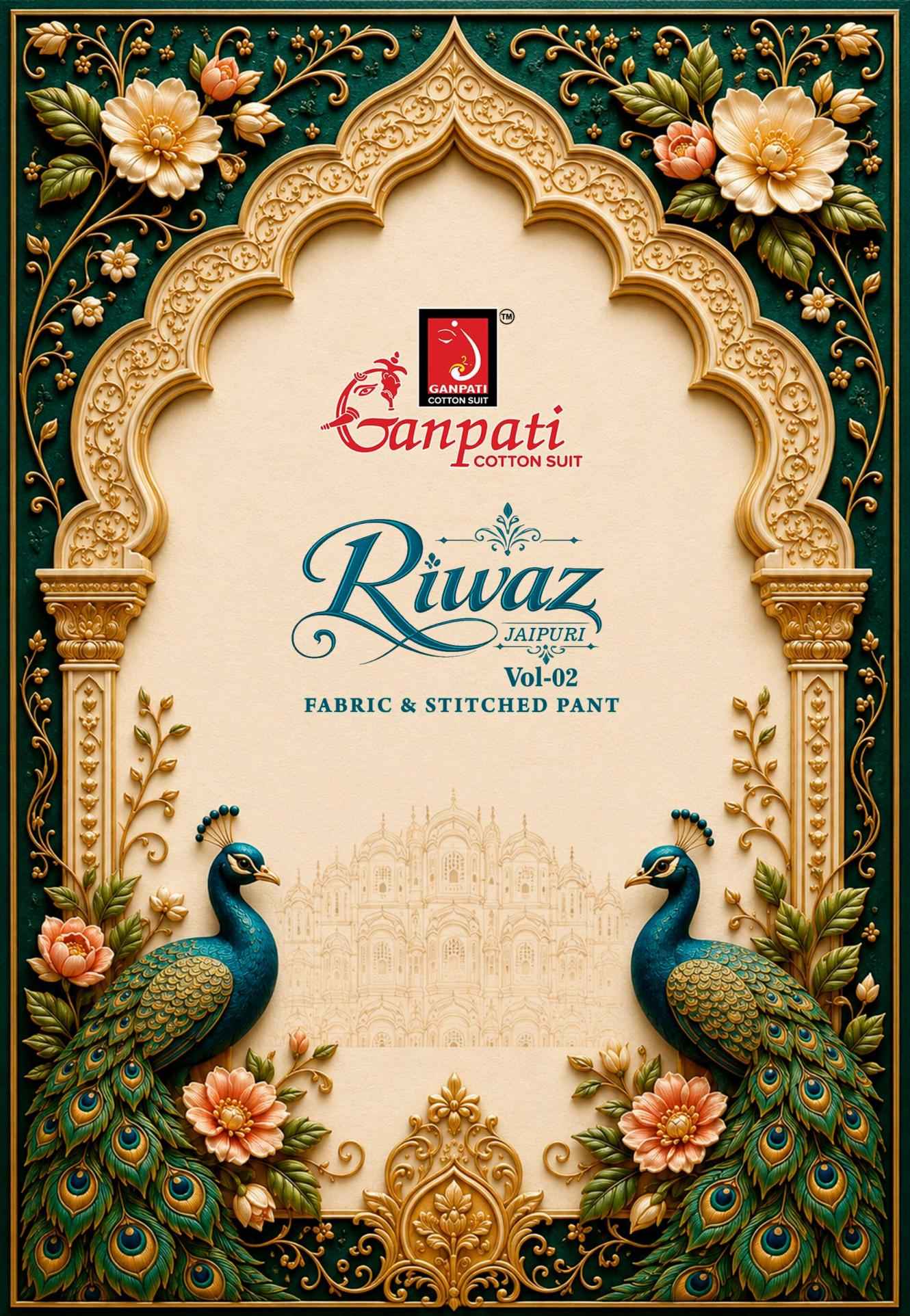 Ganpati riwaz Vol 2 Pure Cotton Jaipuri Prints Dress Material 12 Pcs Catalog