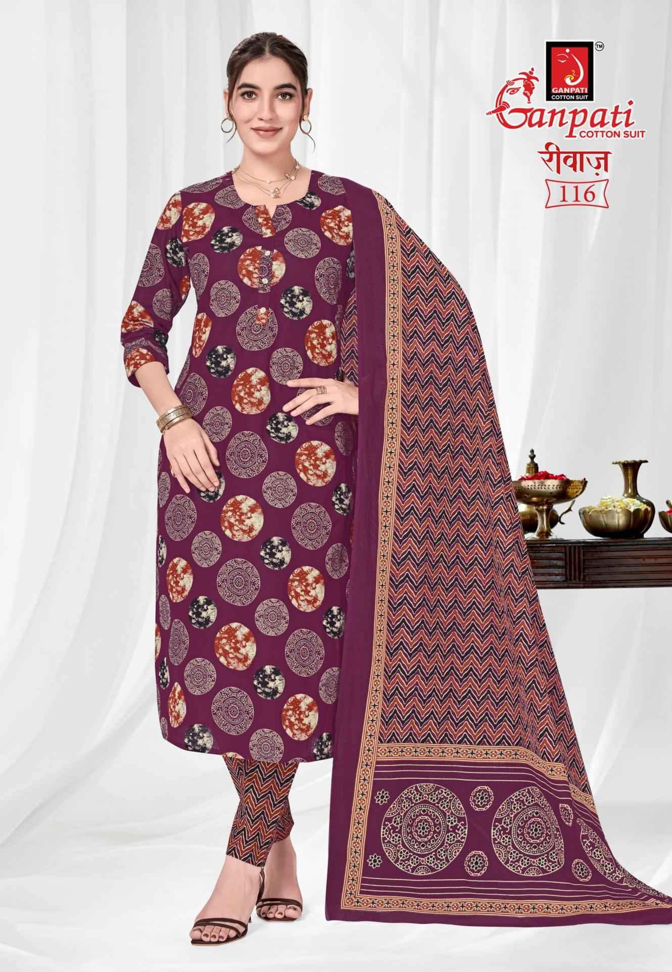 Ganpati riwaz Vol 2 Pure Cotton Jaipuri Prints Dress Material 12 Pcs Catalog