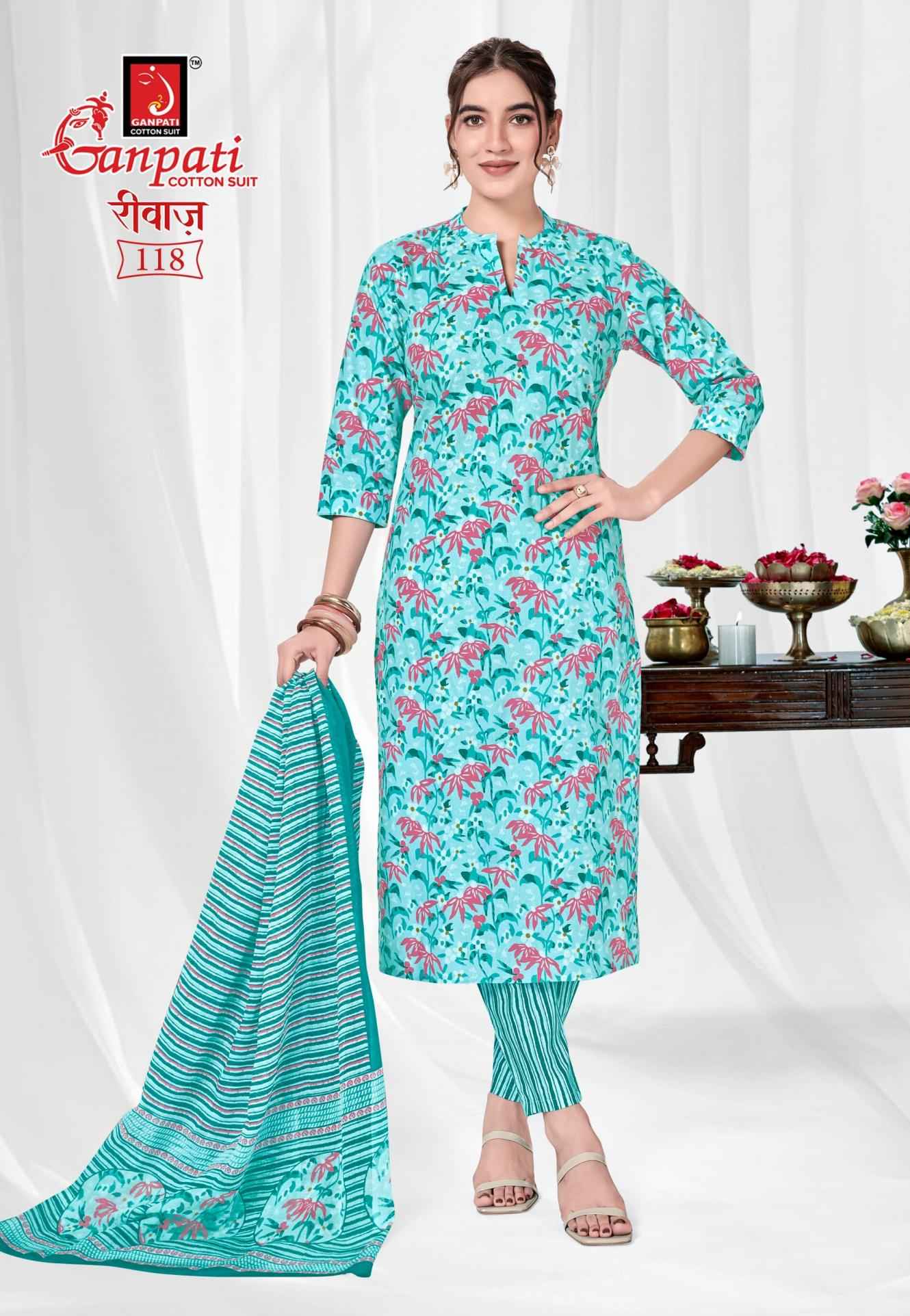 Ganpati riwaz Vol 2 Pure Cotton Jaipuri Prints Dress Material 12 Pcs Catalog