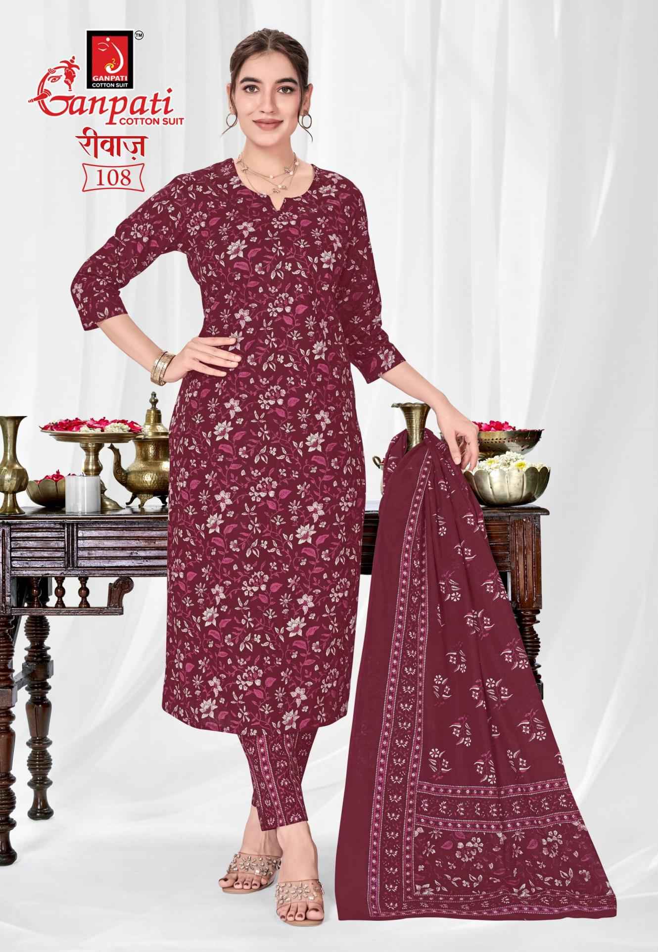Ganpati riwaz Vol 2 Pure Cotton Jaipuri Prints Dress Material 12 Pcs Catalog