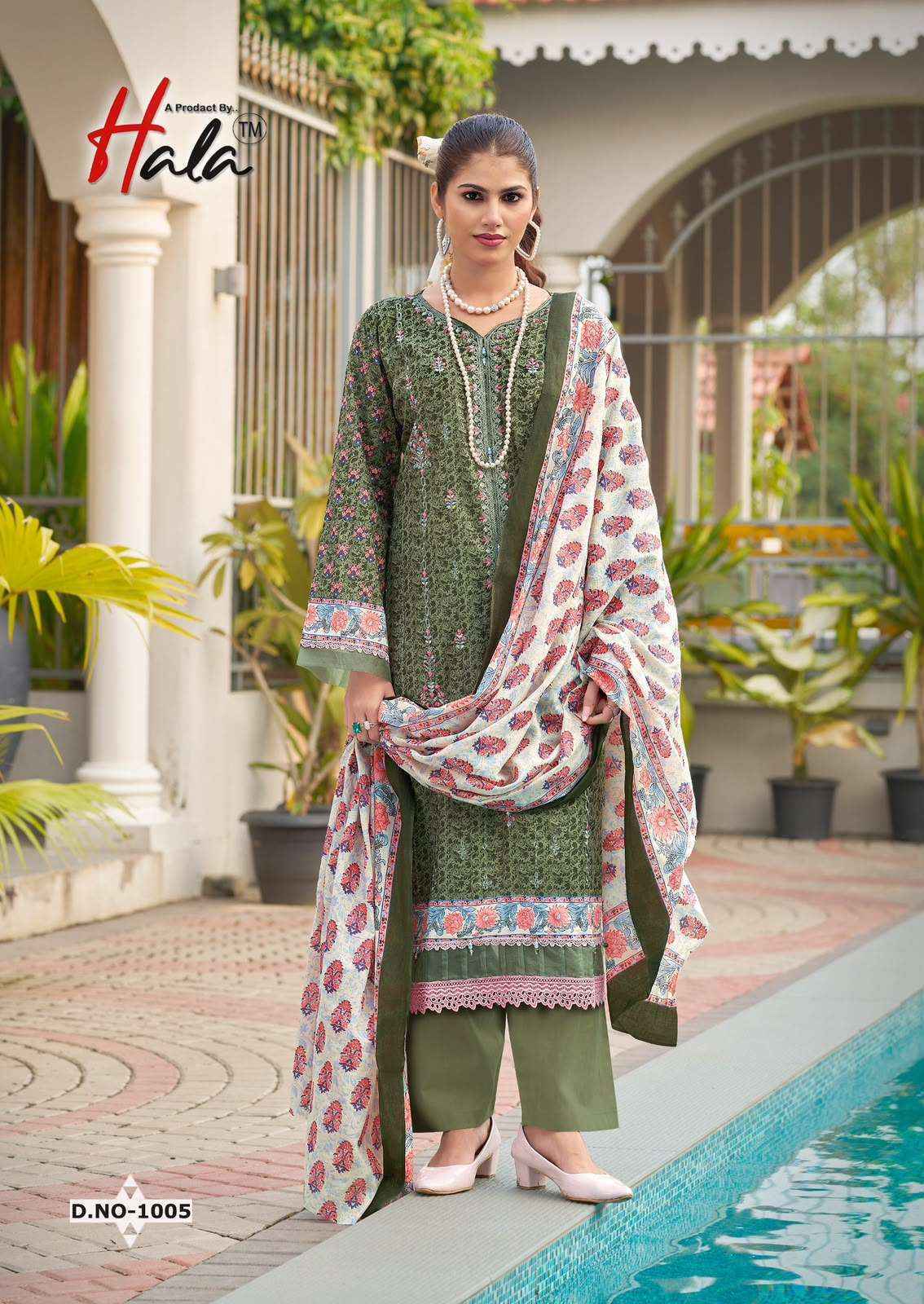 Hala Embroidered Lawn Cotton Dress Material 8 pcs Catalog