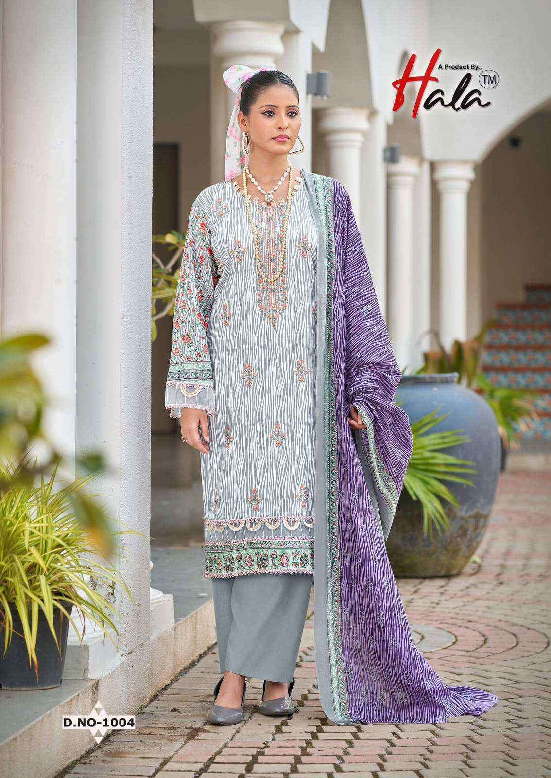 Hala Embroidered Lawn Cotton Dress Material 8 pcs Catalog