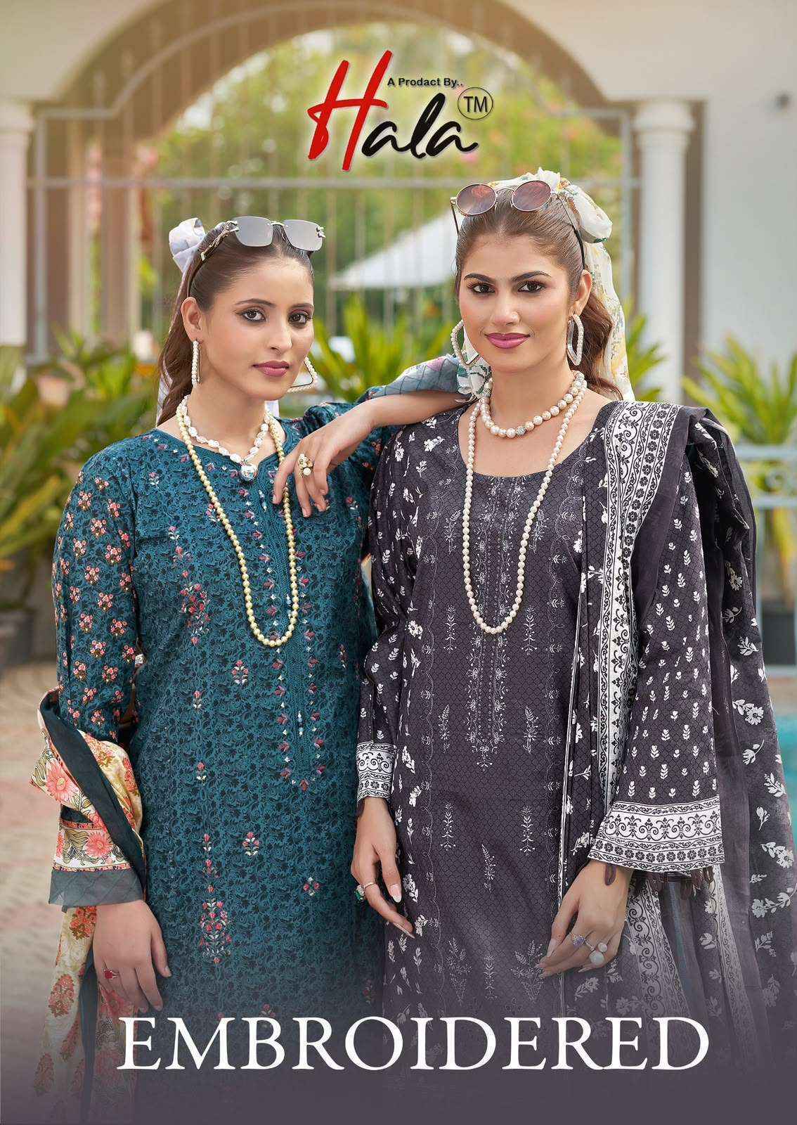 Hala Embroidered Lawn Cotton Dress Material 8 pcs Catalog