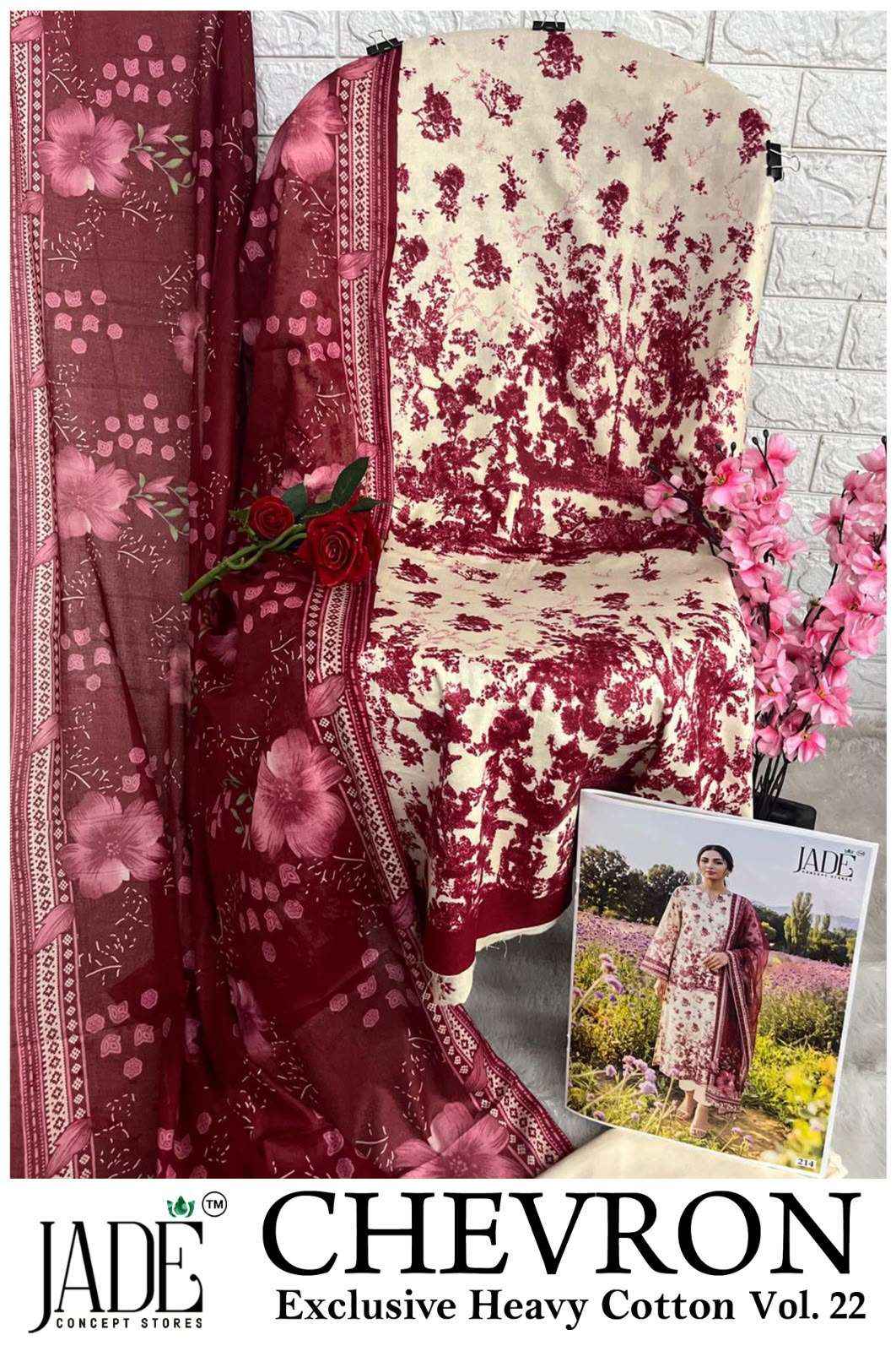 Jade Chevron Vol 22 Pure Cotton Pakistani Dress Material 6 Pcs Catalog