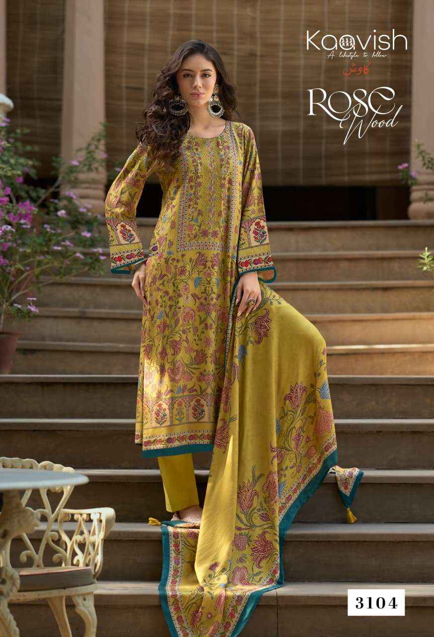 Kaavish Rosewood Pashmina Dress Materal Wholesale Price 4 Pcs Catalog