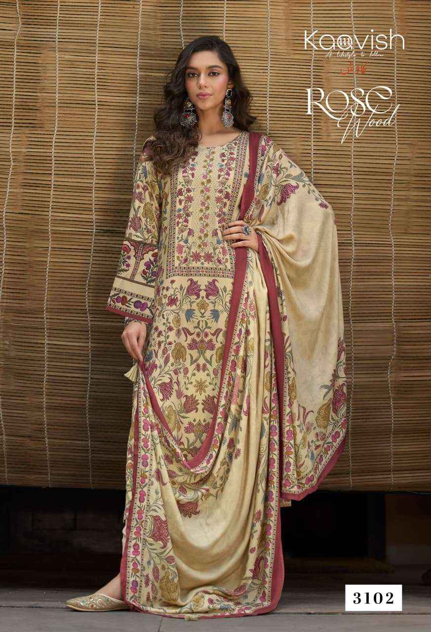 Kaavish Rosewood Pashmina Dress Materal Wholesale Price 4 Pcs Catalog