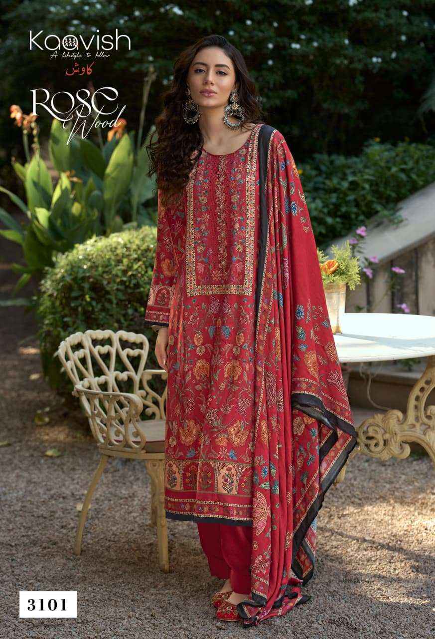 Kaavish Rosewood Pashmina Dress Materal Wholesale Price 4 Pcs Catalog