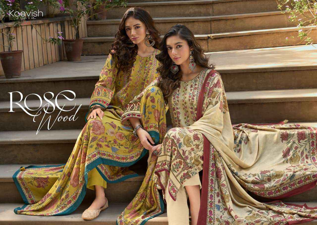 Kaavish Rosewood Pashmina Dress Materal Wholesale Price 4 Pcs Catalog
