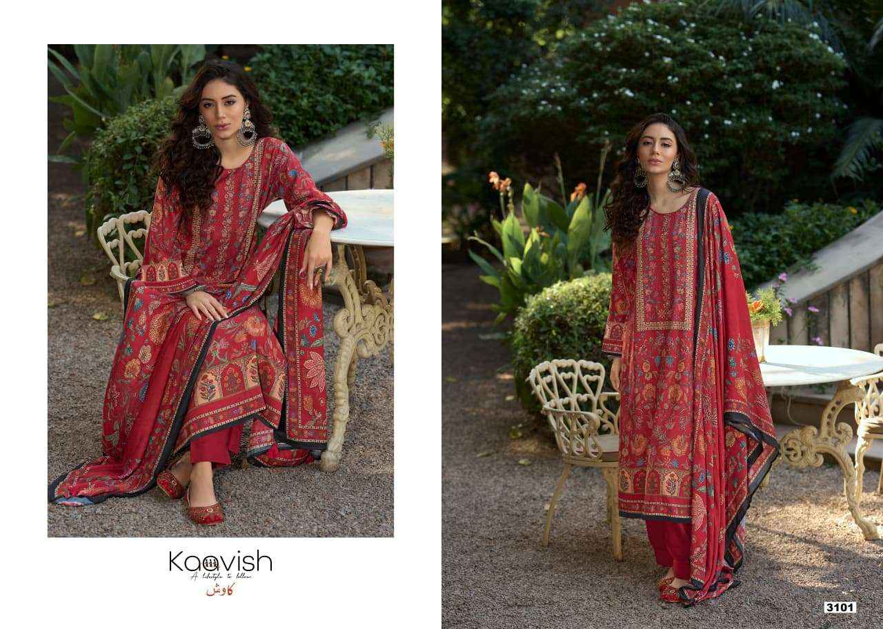 Kaavish Rosewood Pashmina Dress Materal Wholesale Price 4 Pcs Catalog