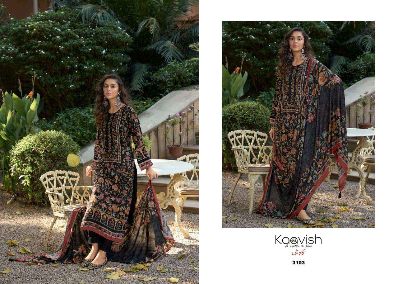 Kaavish Rosewood Pashmina Dress Materal Wholesale Price 4 Pcs Catalog