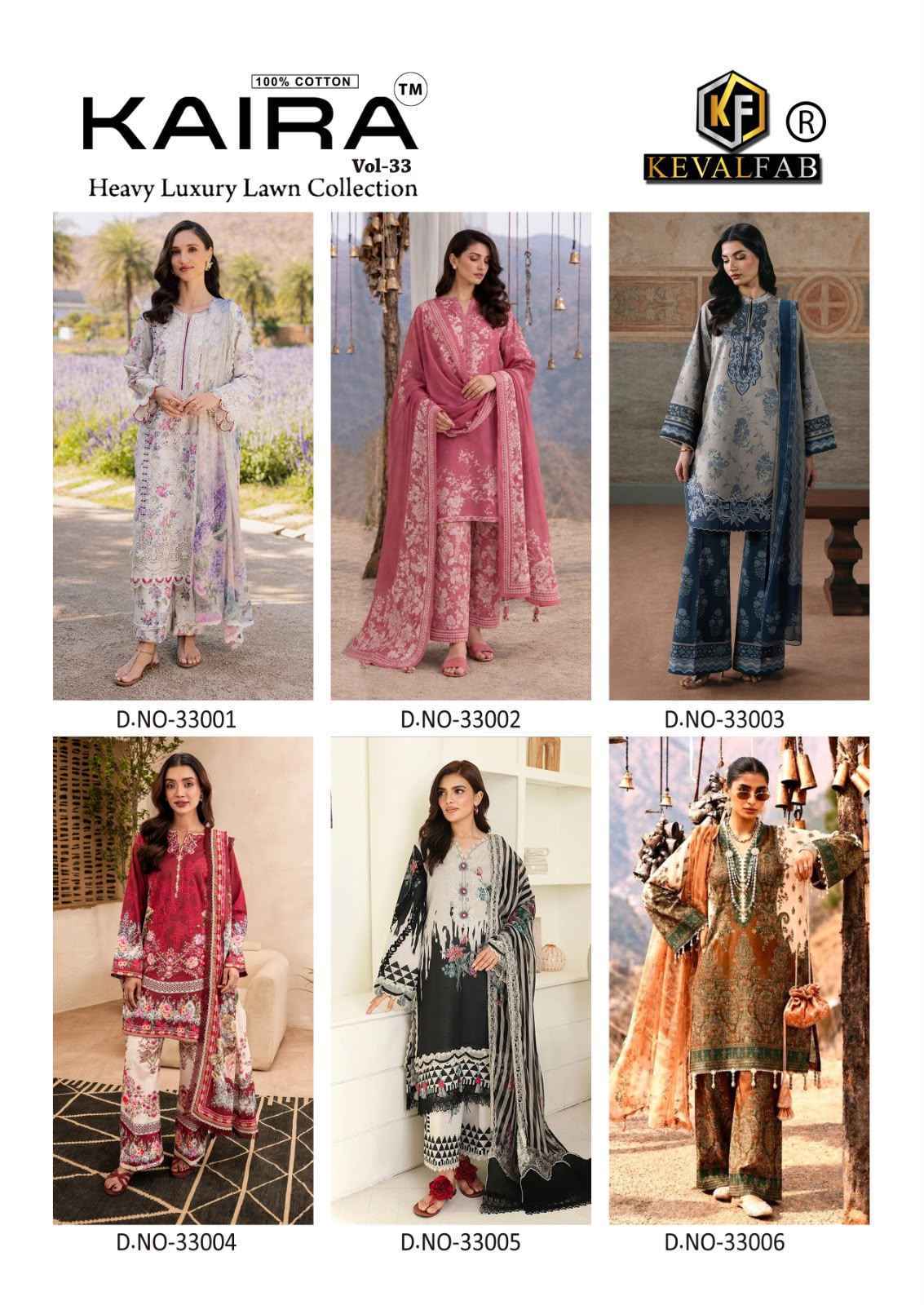 Keval Fab Kaira Vol 33 Lawn Cotton Dress Material 6 pcs Catalog