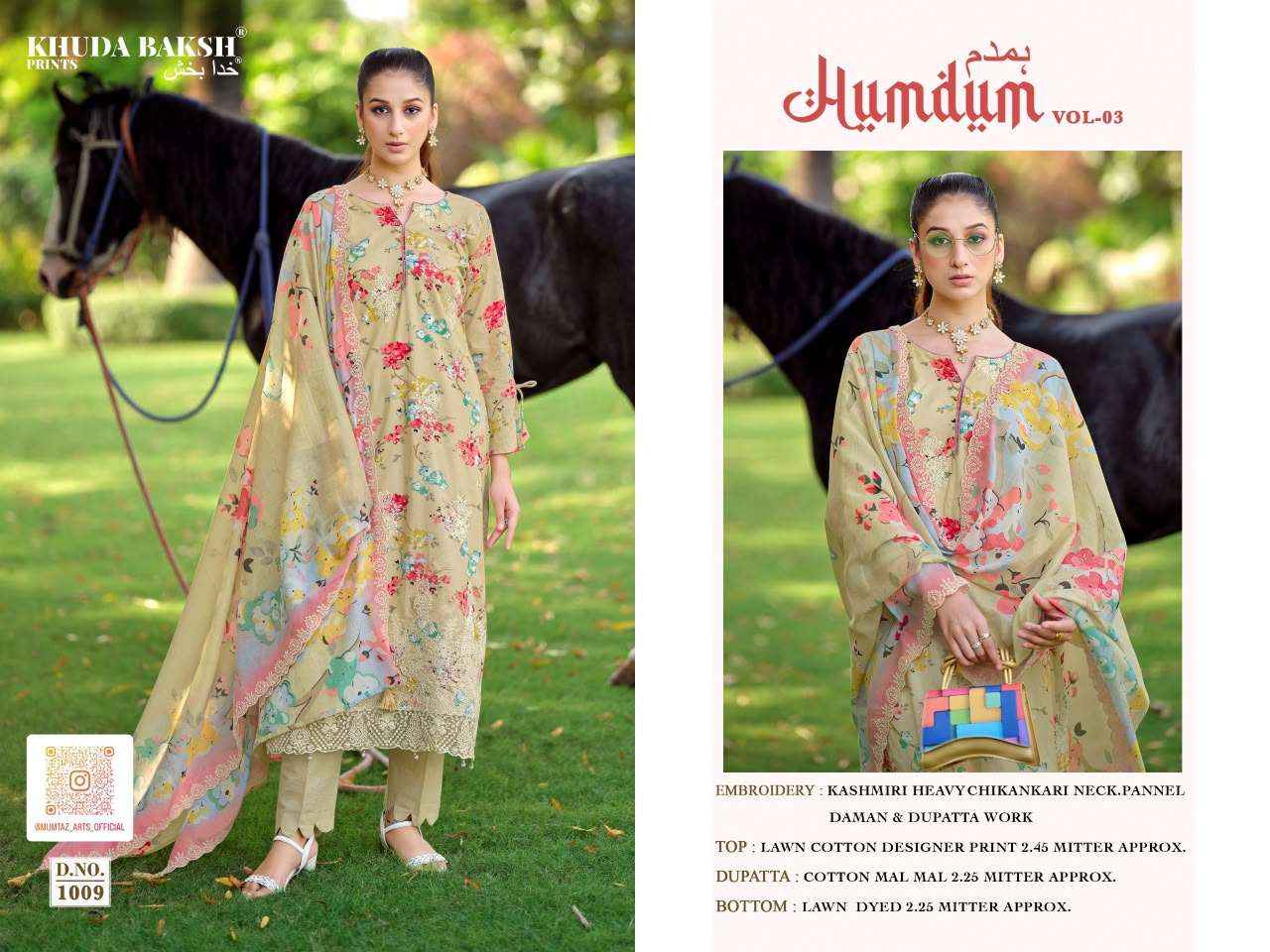 Khuda Baksh Humdum Vol 3 Chikankari Pure Lawn Dress Material 10 Pcs Catalog
