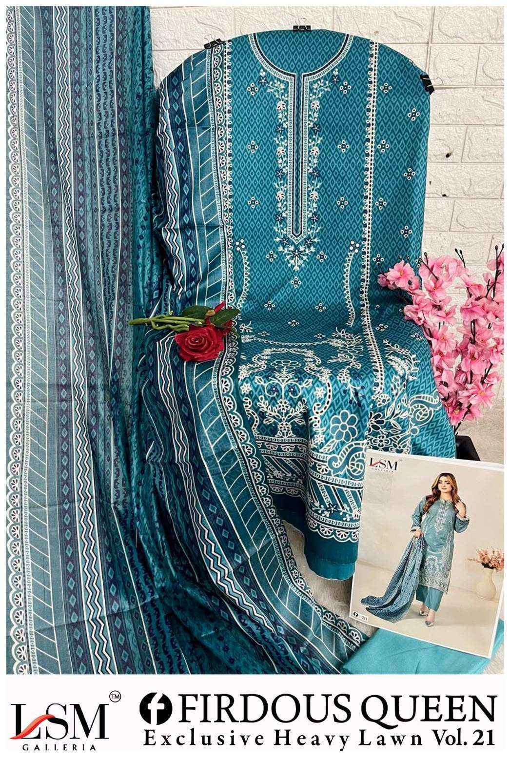 LSM Galleria Firdous Queen Lawn Vol 21 Lawn Cotton Dress Material 6 pcs Catalogue