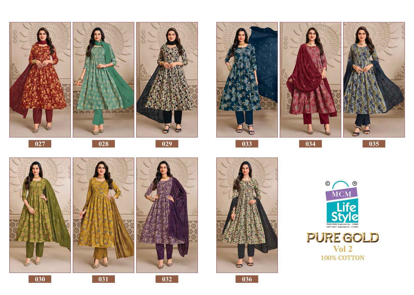 MCM Lifestyle Pure Gold Vol 2 Readymade Cotton Dress 10 Pc Catalog