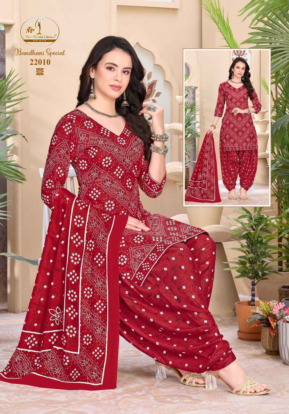 Miss World Choice Bandhni Special Vol 22 Cotton Salwar Suits 10 pcs Catalog