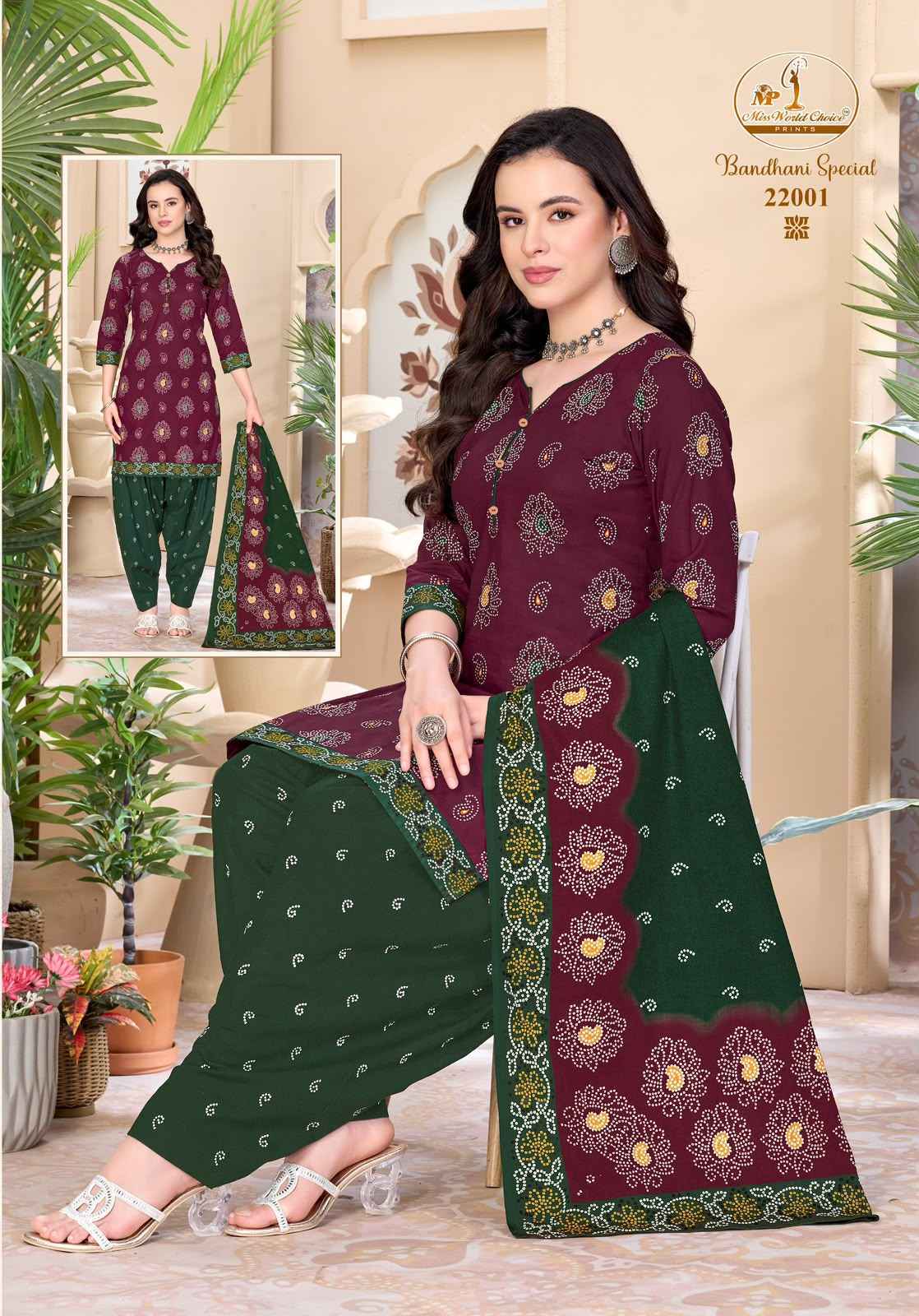 Miss World Choice Bandhni Special Vol 22 Cotton Salwar Suits 10 pcs Catalog