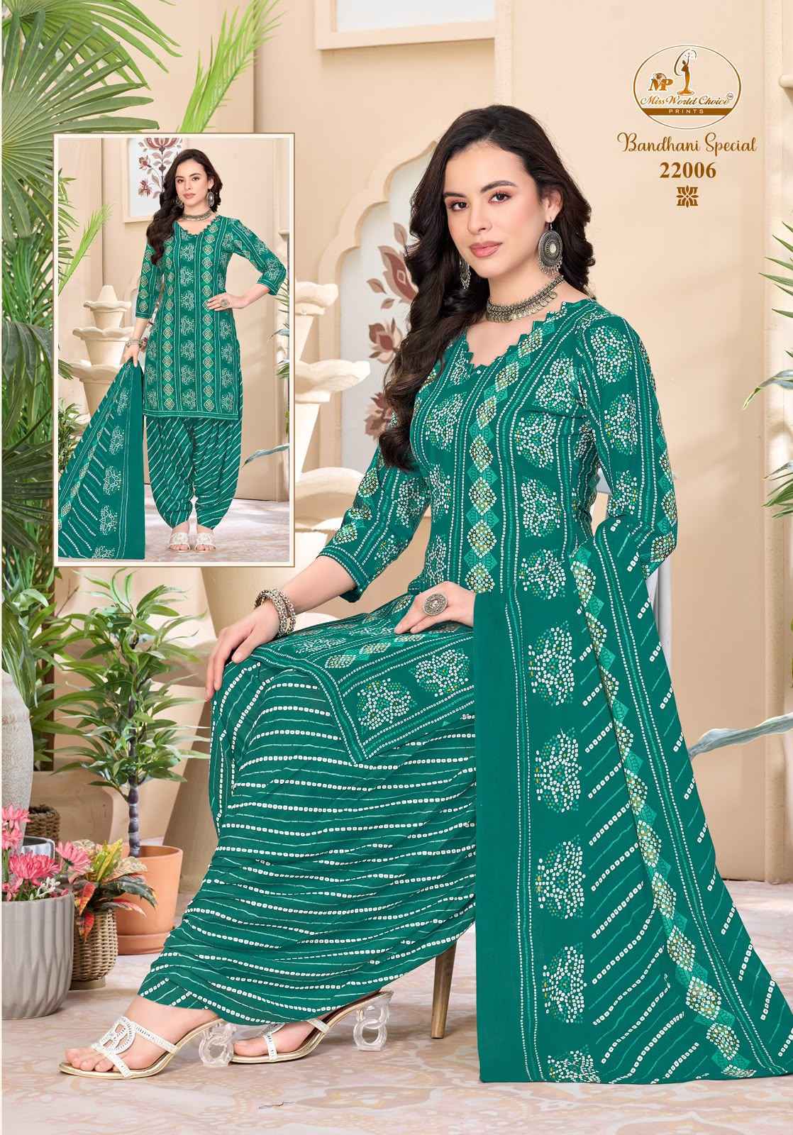 Miss World Choice Bandhni Special Vol 22 Cotton Salwar Suits 10 pcs Catalog