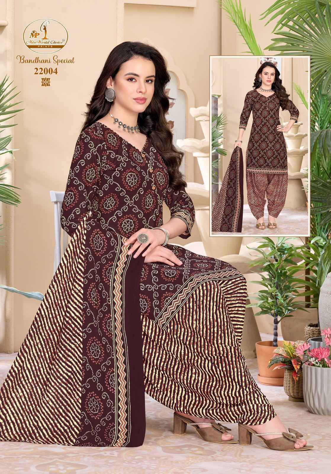 Miss World Choice Bandhni Special Vol 22 Cotton Salwar Suits 10 pcs Catalog