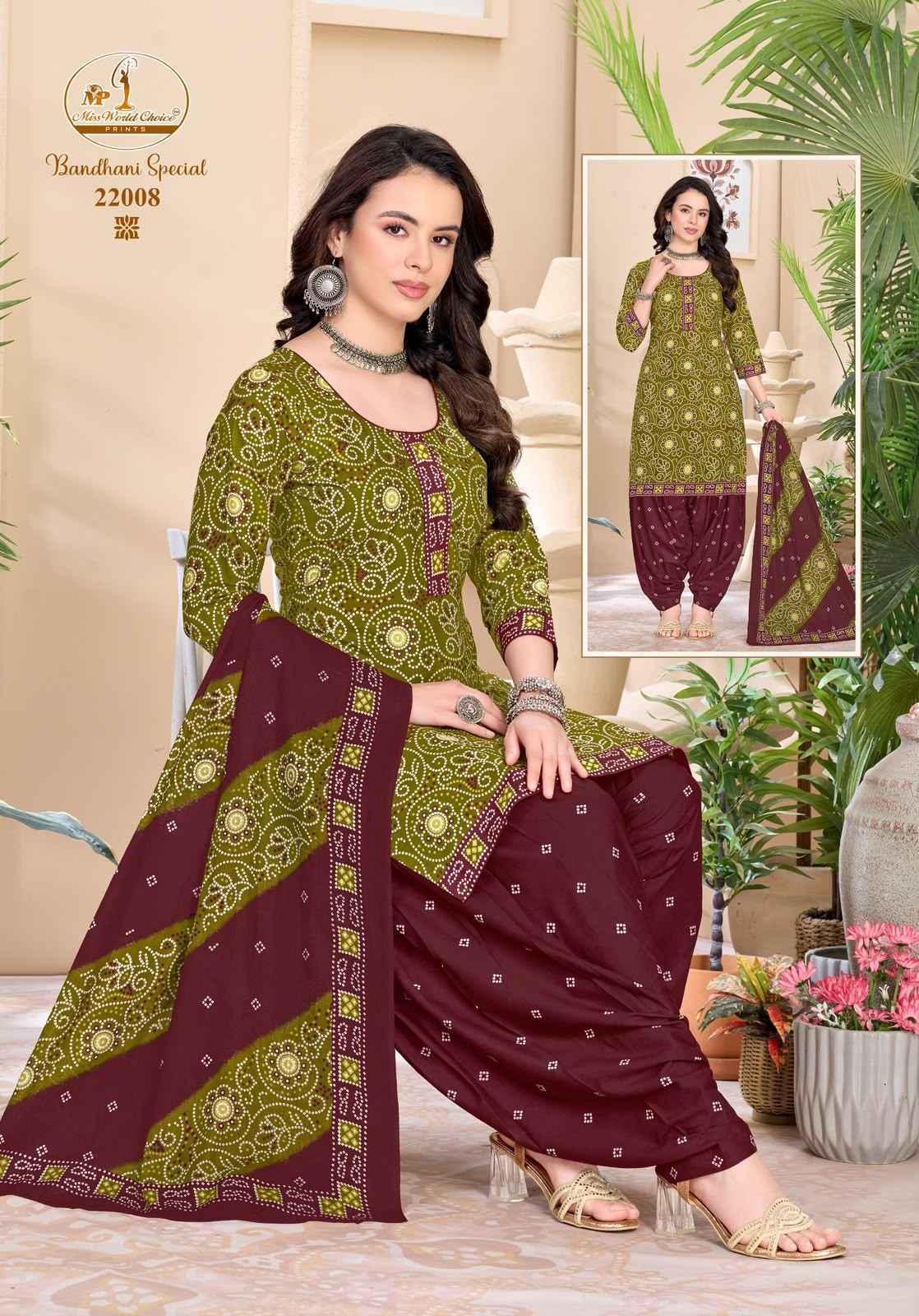 Miss World Choice Bandhni Special Vol 22 Cotton Salwar Suits 10 pcs Catalog