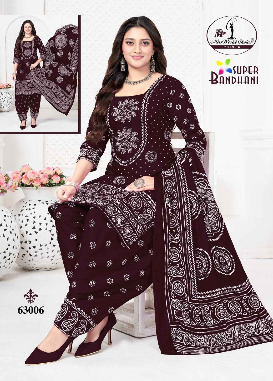 Miss World Choice Super Bandhani Vol 63 Cotton Dress Material 10 pcs Catalogue