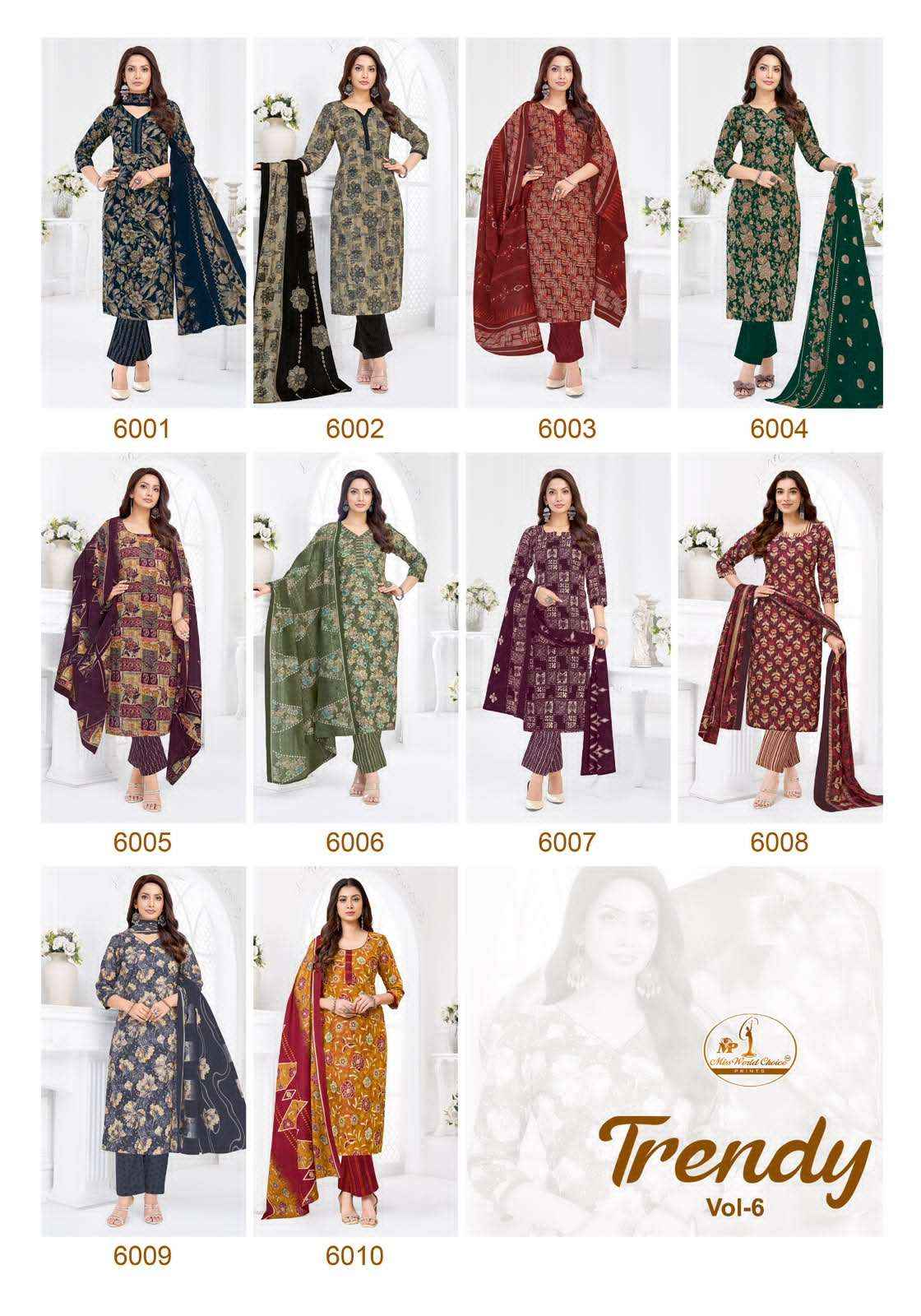 Miss World Choice Trendy Vol 6 Pure Cotton Readymade Suits 10 Pcs Catalog