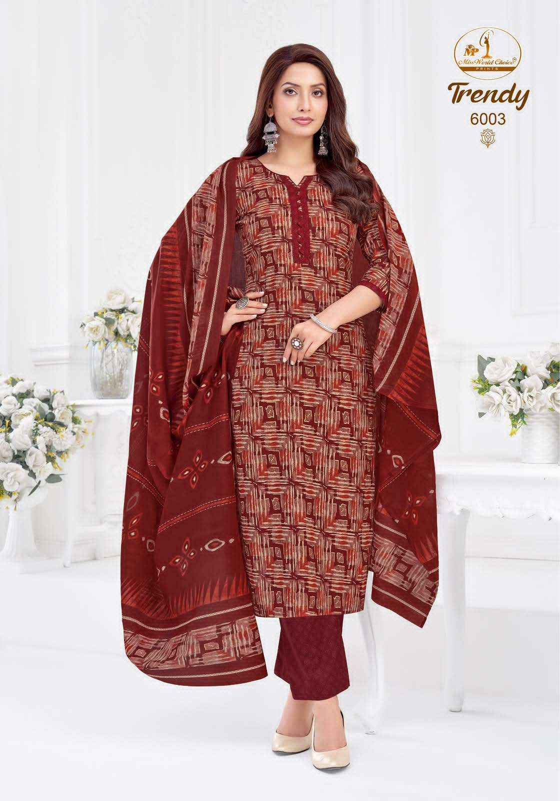 Miss World Choice Trendy Vol 6 Pure Cotton Readymade Suits 10 Pcs Catalog