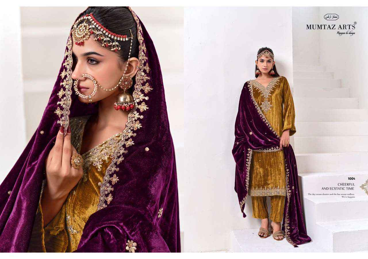 Mumtaz Arts Naqsh Premium Crush Velvet Dress Material  5 Pcs Catalog 