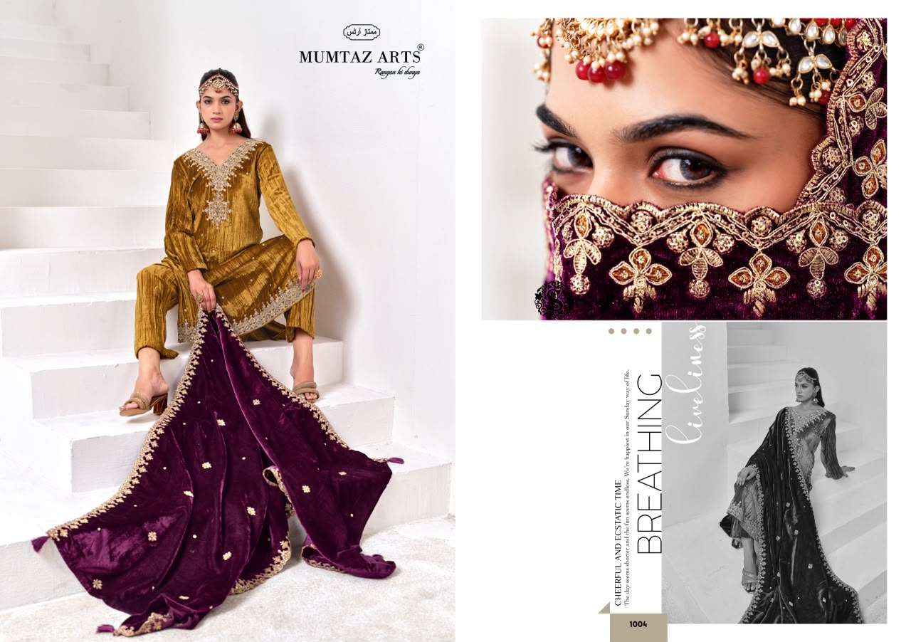 Mumtaz Arts Naqsh Premium Crush Velvet Dress Material  5 Pcs Catalog 