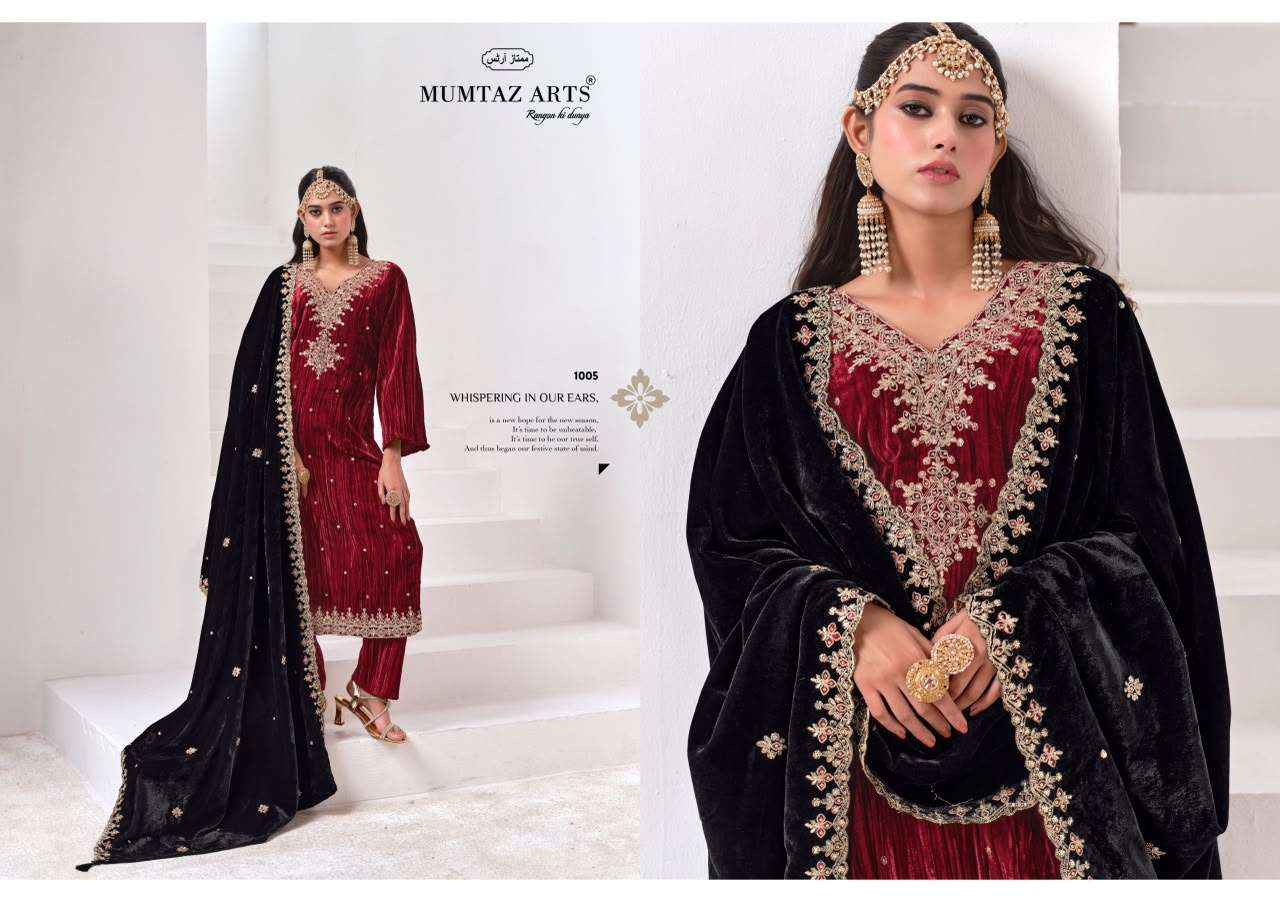 Mumtaz Arts Naqsh Premium Crush Velvet Dress Material  5 Pcs Catalog 