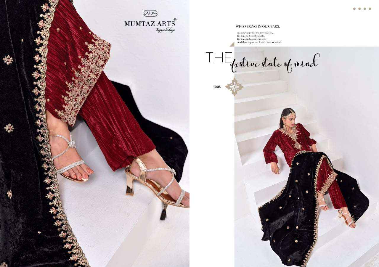 Mumtaz Arts Naqsh Premium Crush Velvet Dress Material  5 Pcs Catalog 