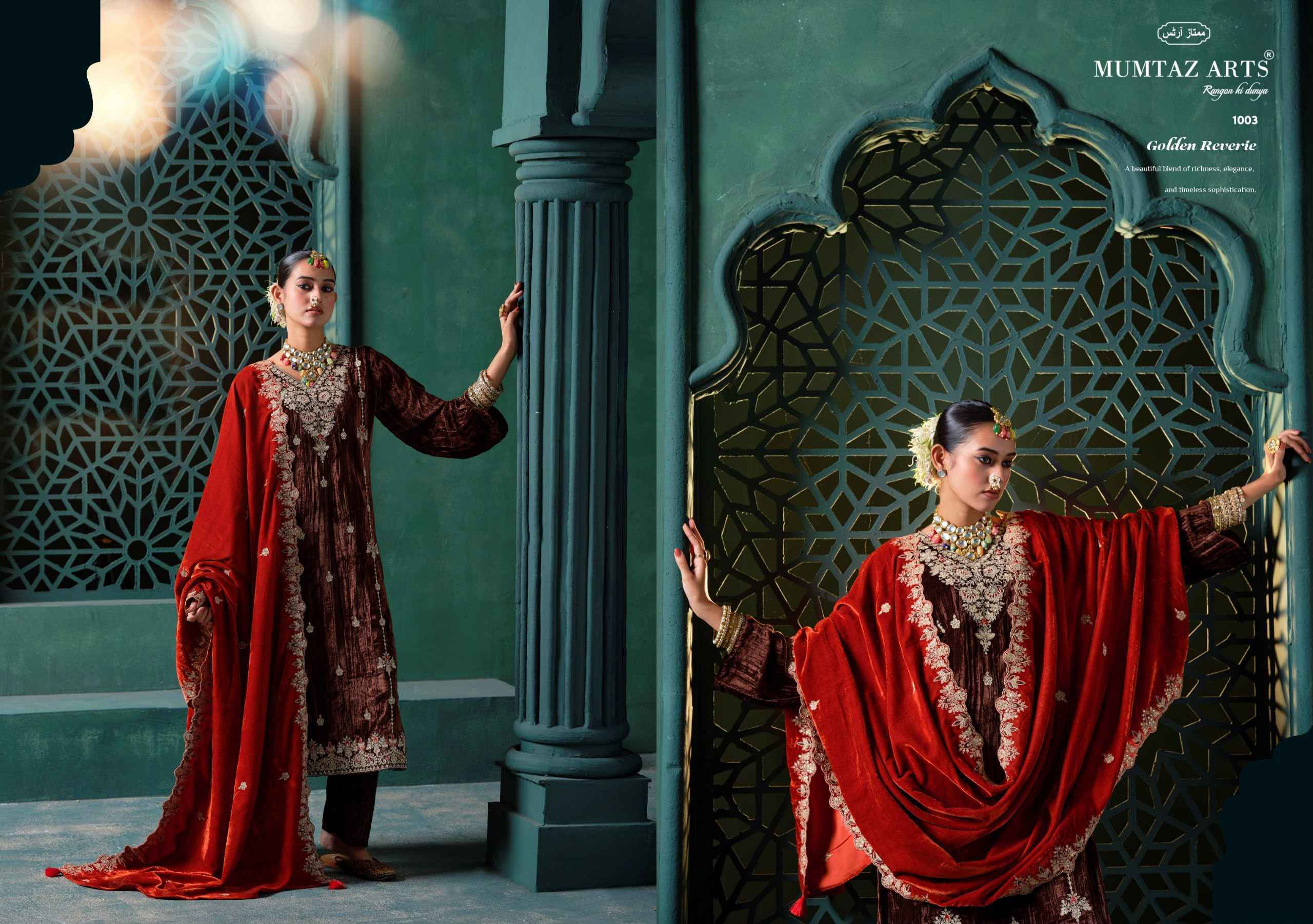 Mumtaz Arts Rukhsar Velvet Dress Material 5 pcs Catalog | Wholesale Textile Market Surat