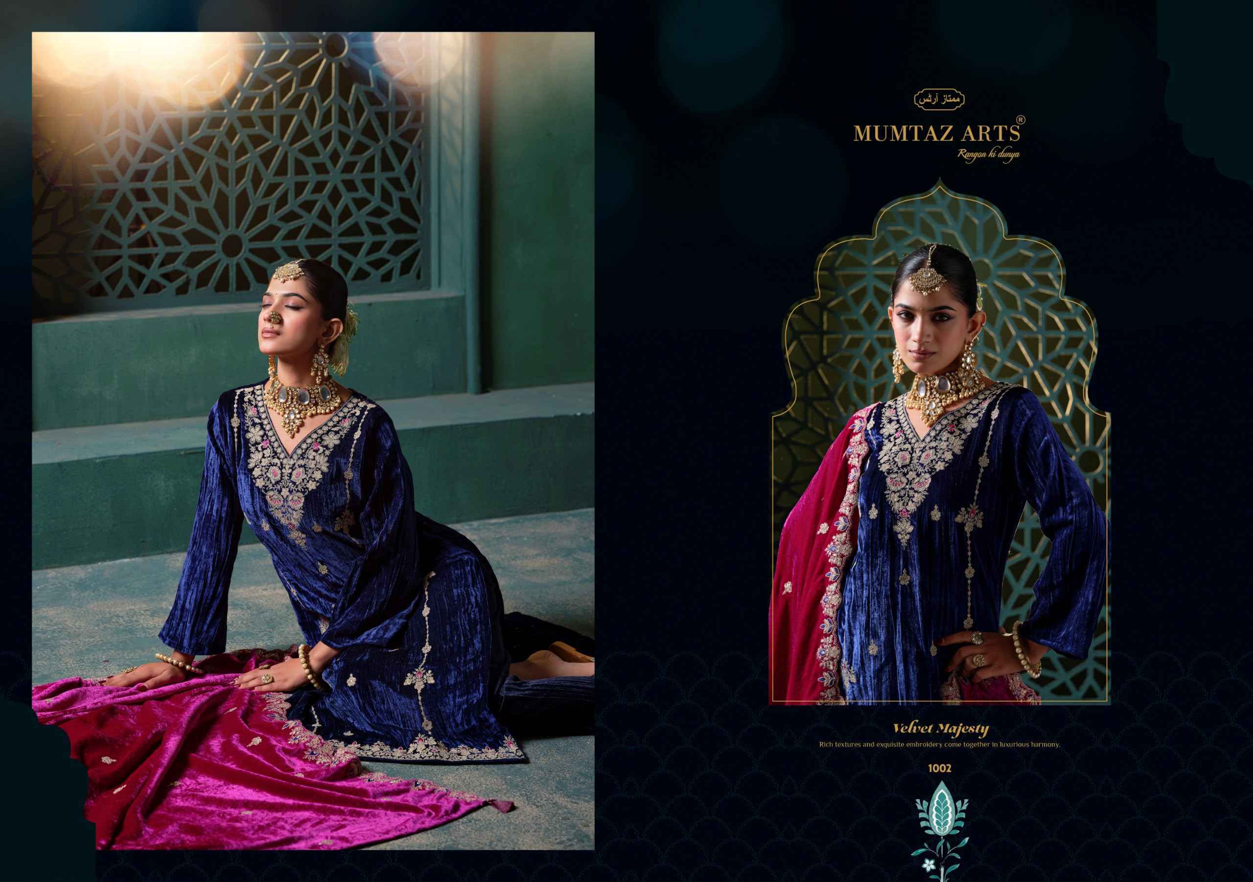 Mumtaz Arts Rukhsar Velvet Dress Material 5 pcs Catalog | Wholesale Textile Market Surat