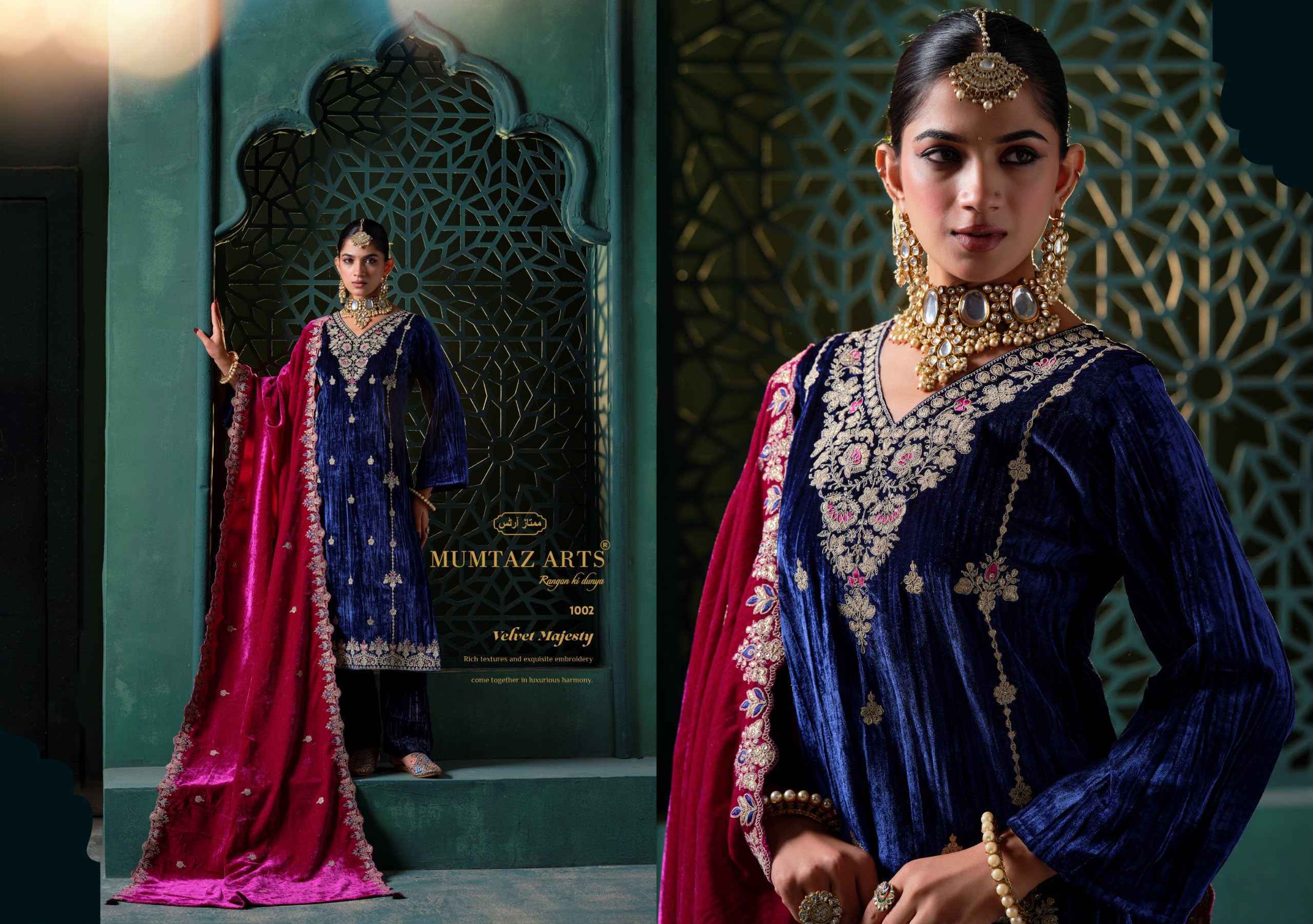 Mumtaz Arts Rukhsar Velvet Dress Material 5 pcs Catalog | Wholesale Textile Market Surat