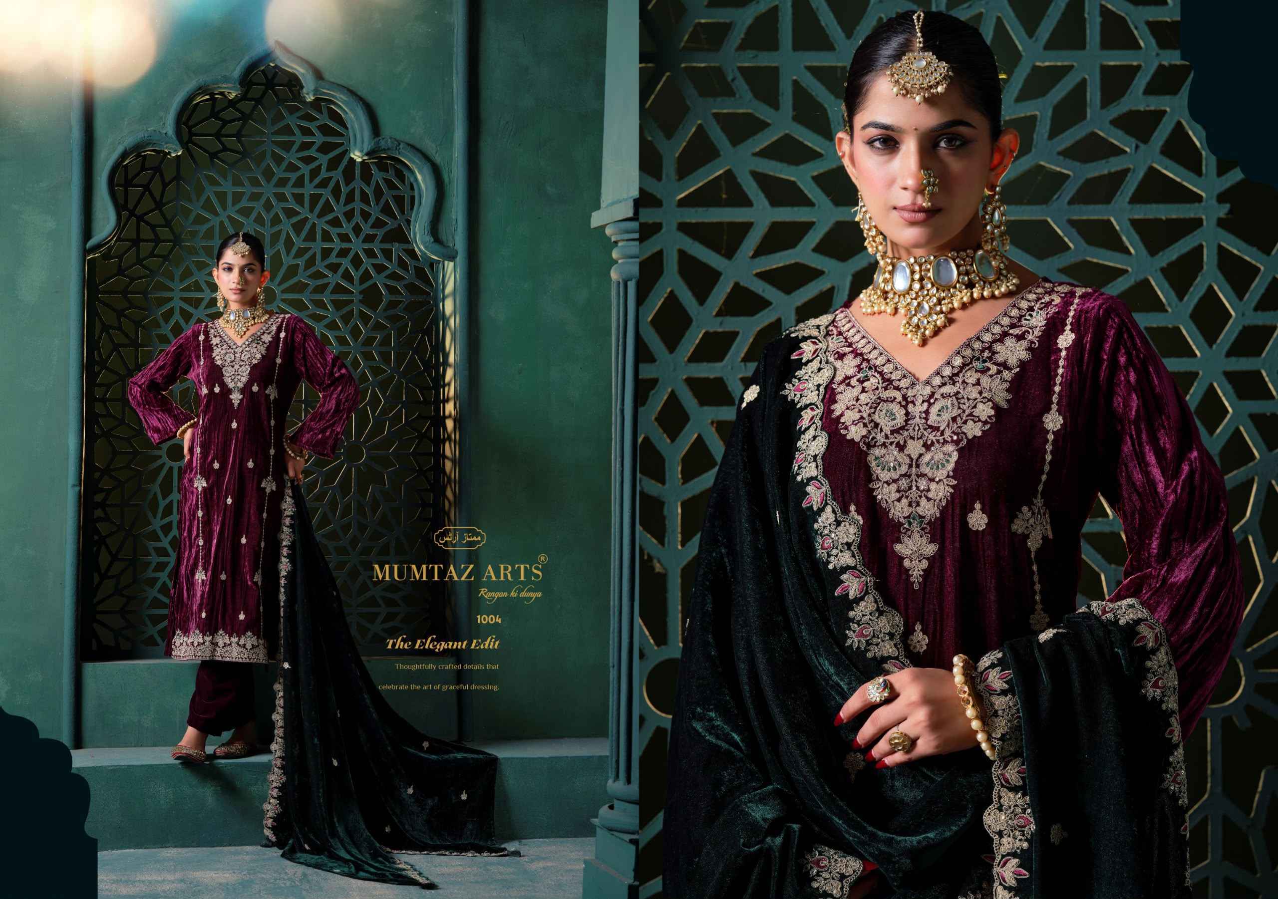 Mumtaz Arts Rukhsar Velvet Dress Material 5 pcs Catalog | Wholesale Textile Market Surat