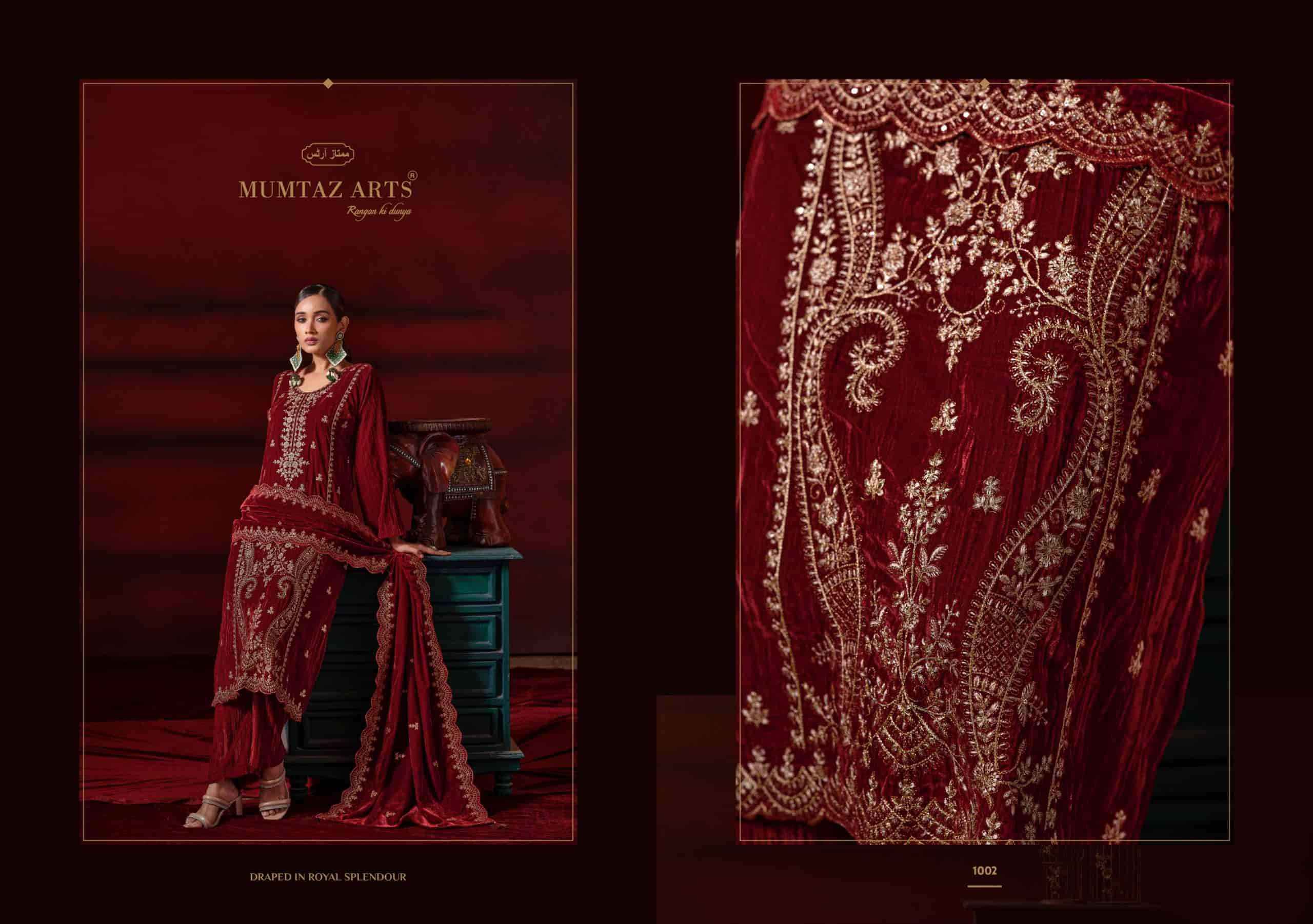 Mumtaz Arts Shahzaadi Designer Velvet Wedding Wear Suit 4 Pcs Catalog 