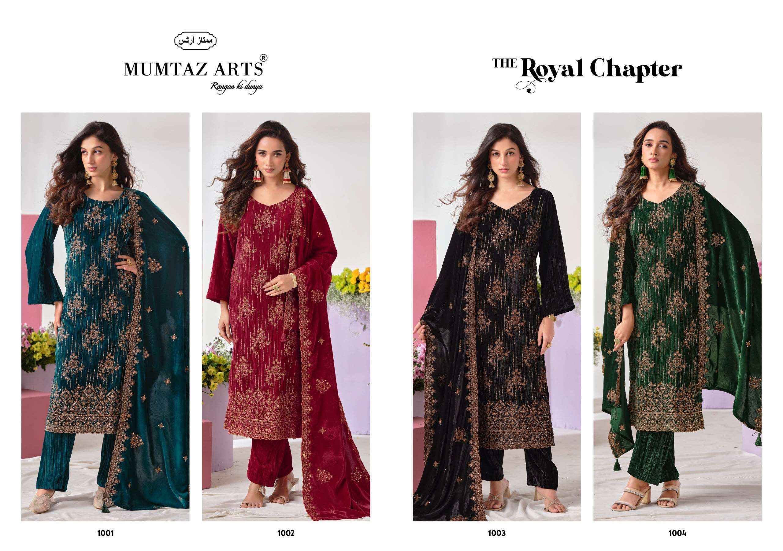 Mumtaz Arts The Royal Chapter Velvet Dress Material 4 pcs Catalog2