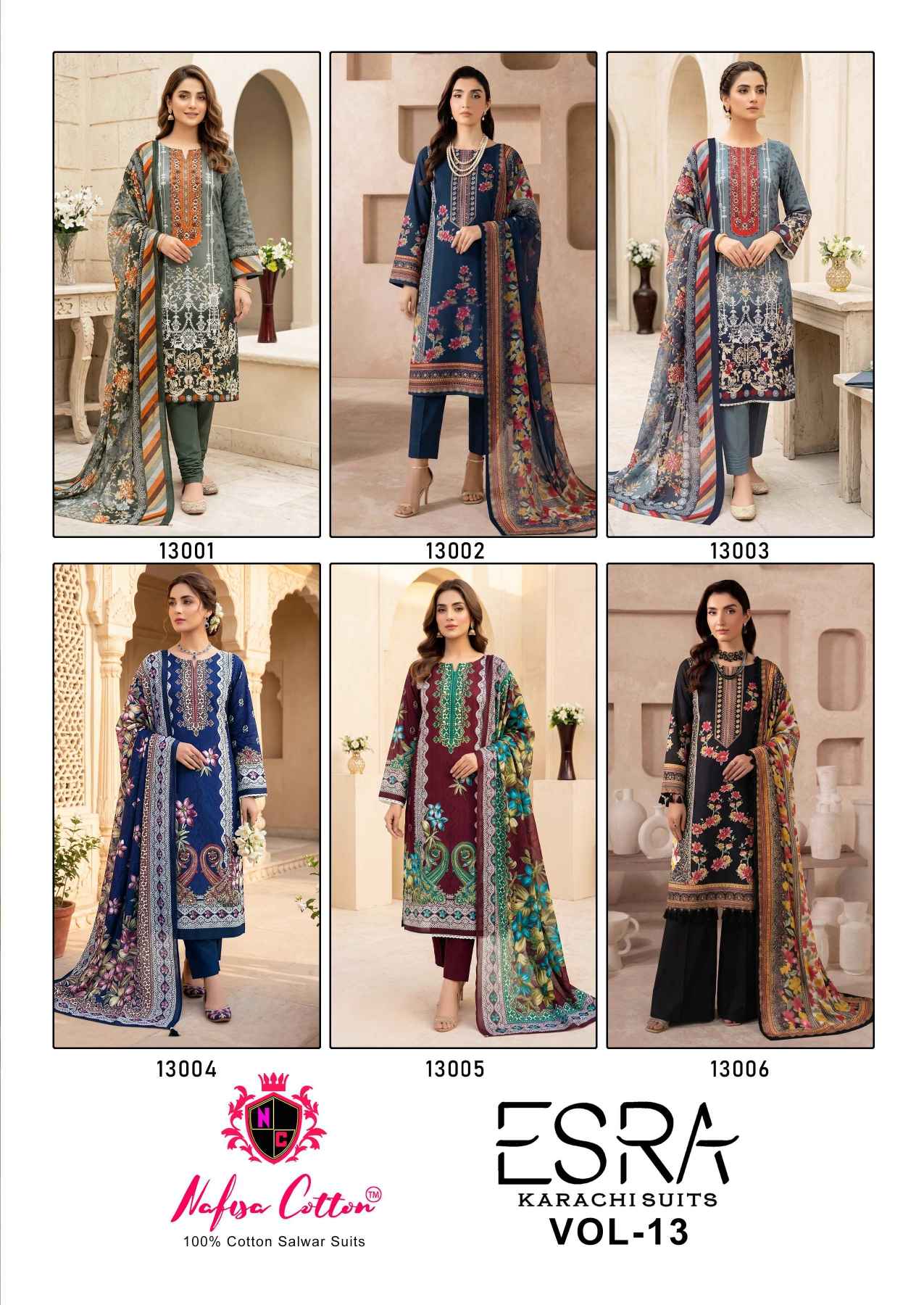 Nafisa Esra vol 19 Karachi Pakistani Dress Material With Price 6 Pcs Catalog