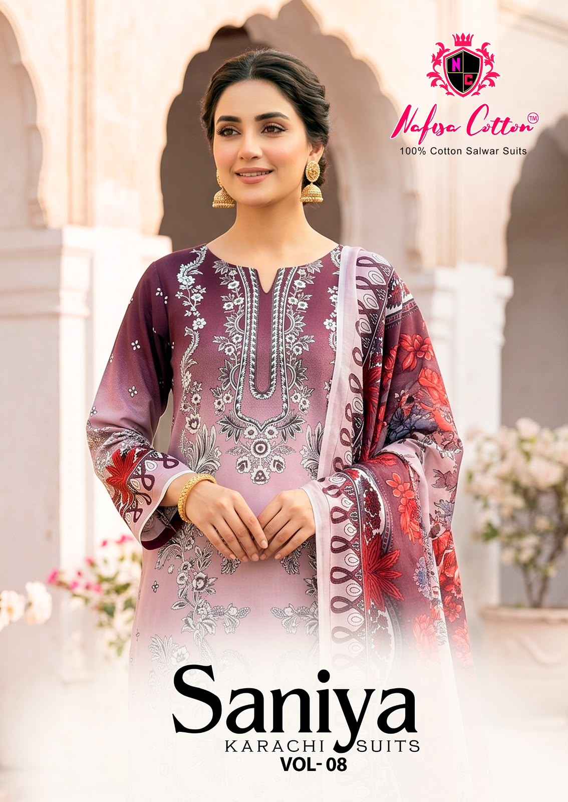 Nafisa saniya Vol 8 Karachi Mix Cotton Dress material 6 Pcs Catalog