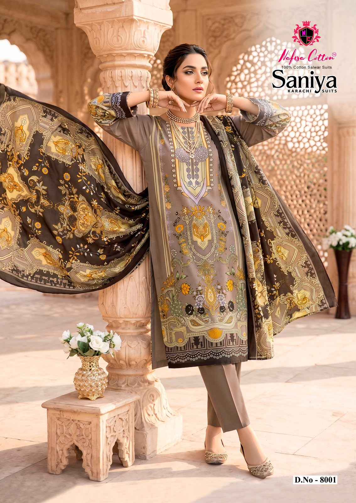 Nafisa saniya Vol 8 Karachi Mix Cotton Dress material 6 Pcs Catalog