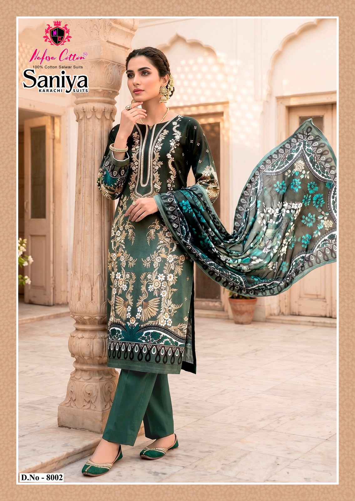 Nafisa saniya Vol 8 Karachi Mix Cotton Dress material 6 Pcs Catalog